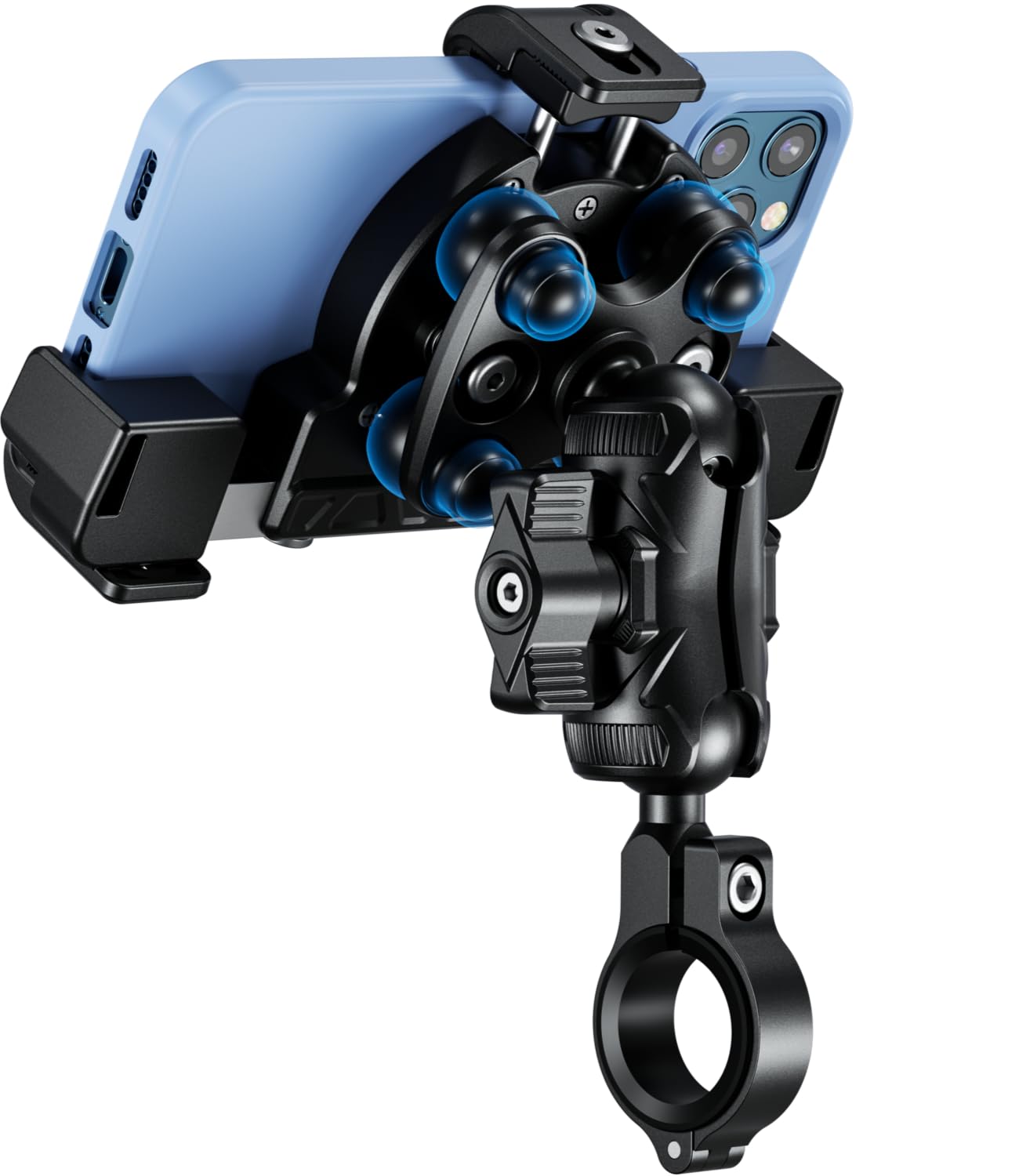 Kewig Motorcycle Phone Mount With Vibration Dampener & Not Block Camera, Safely Anti Theft Motorycle Phone Holder Handlebar Cell