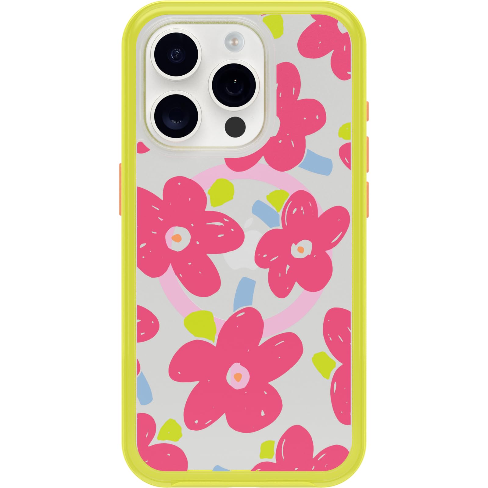Otterbox Iphone 15 Pro (Only) Symmetry Series Clear Case   Whimsy Bloom (Yellow), Snaps To Magsafe, Ultra Sleek, Raised Edges Pr