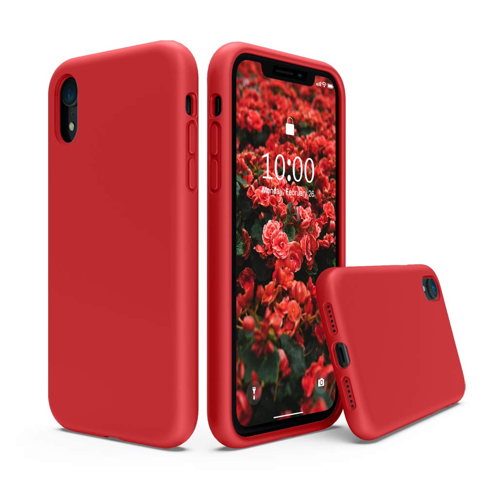 SURPHY Compatible with iPhone XR Case, Thickened Liquid Silicone Phone Case (with Microfiber Lining) for iPhone XR 6.1 inches, R