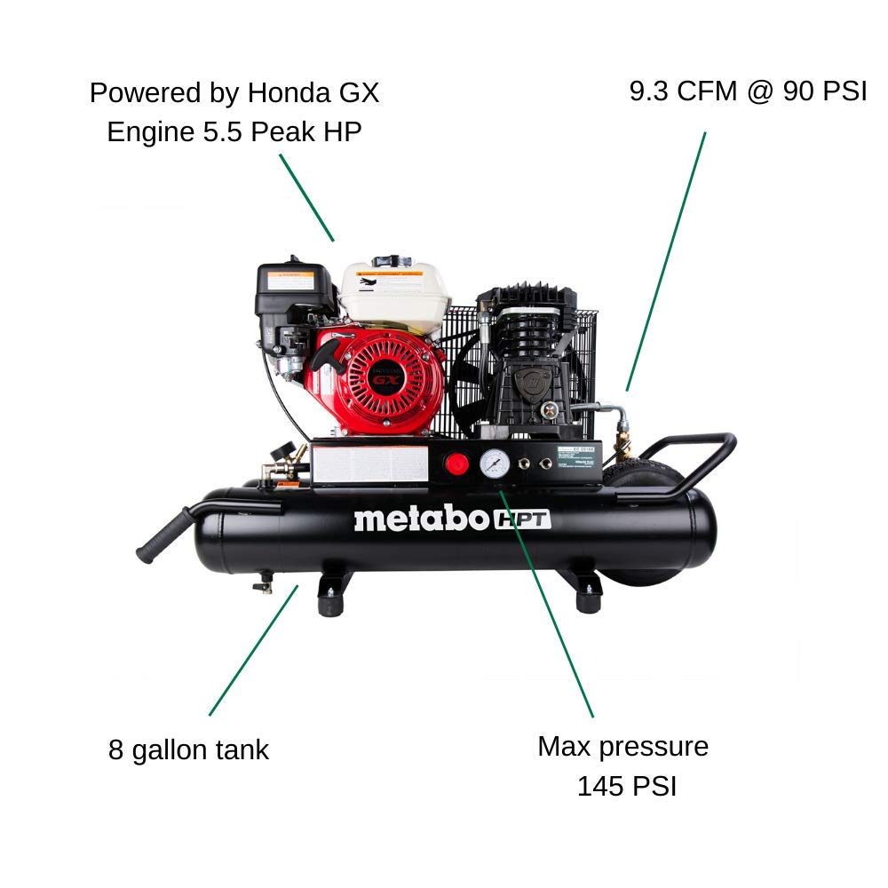 Metabo Hpt Air Compressor, Wheeled, 8-Gallon, Gas Powered, Honda Gx Engine (Ec2510E)