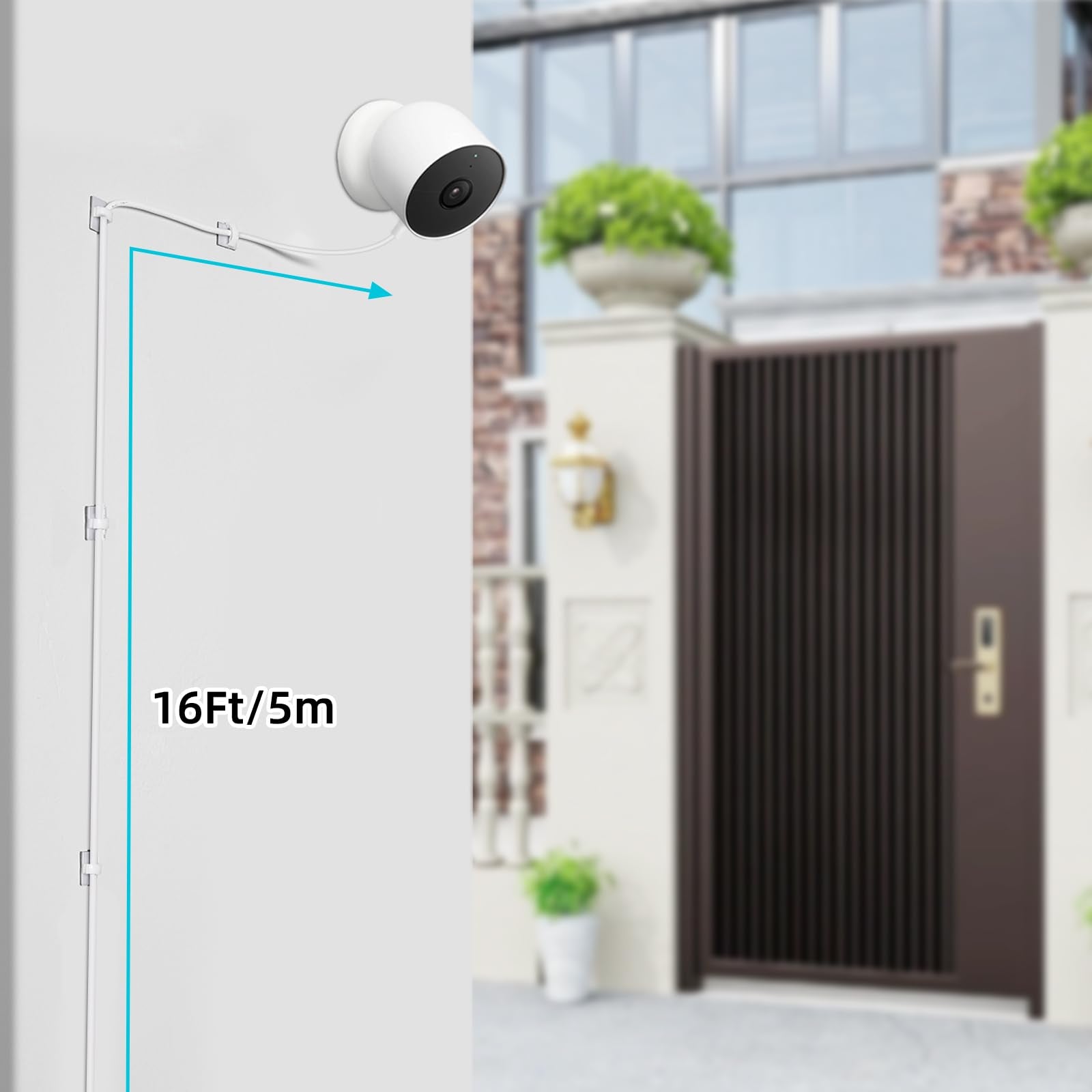 2Pack Power Cable For Google Nest Cam Outdoor Or Indoor, Battery(2Nd Generation) 16Ft/5M Weatherproof Charging Cable With Adapte