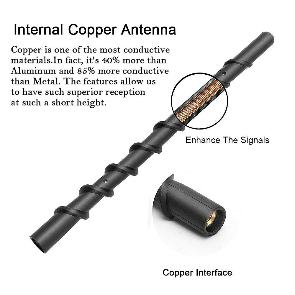 Car Wash Proof Antenna For Chevy Silverado And Gmc Sierra Accessories (2009 2025) | 9 Inch Spiral Direct Short Replacement Antenna (M7 Thread)