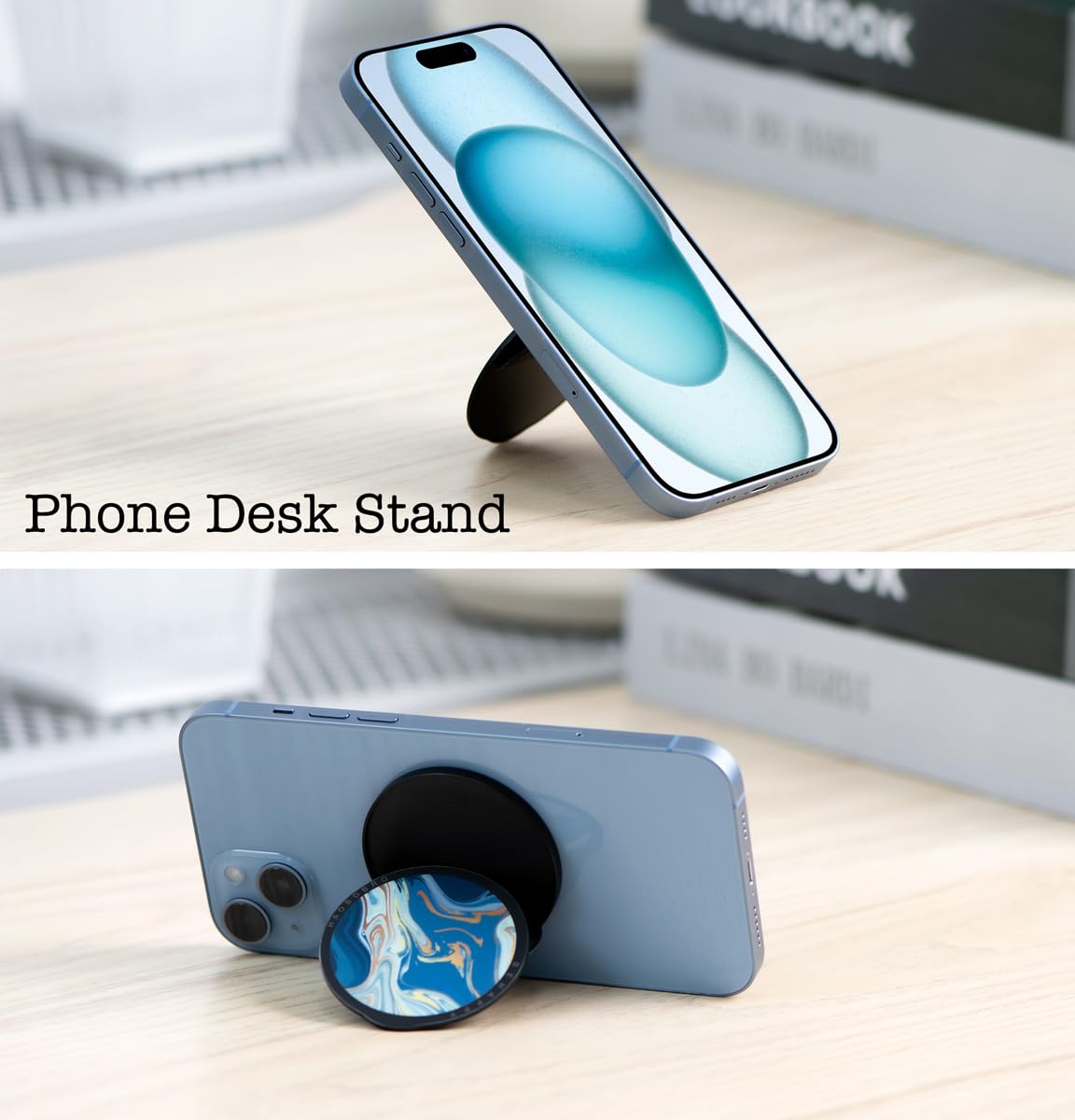 Haobobro Foldable Phone Stand Holder - Magnetic Cell Phone Grip - Compatible With Mag Safe - Removable Kickstand For Iphone 15/1