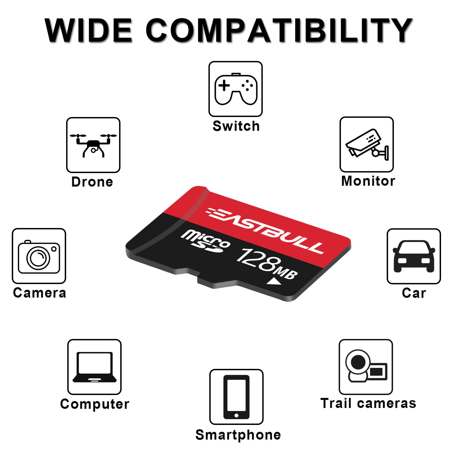 (Not 128Gb) 128Mb 10 Pack Of Micro Sd Cards, Eastbull Sd Memory Cards 128Mb Sd Cards Pack Full Hd Video 90Mb/S Uhs I U1 Class 10