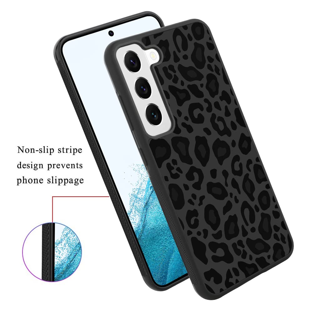 Kanghar Case Compatible With Galaxy S23 5G,Black Leopard Design,Tire Texture Non Slip +Shockproof Rugged Tpu Protective Case For