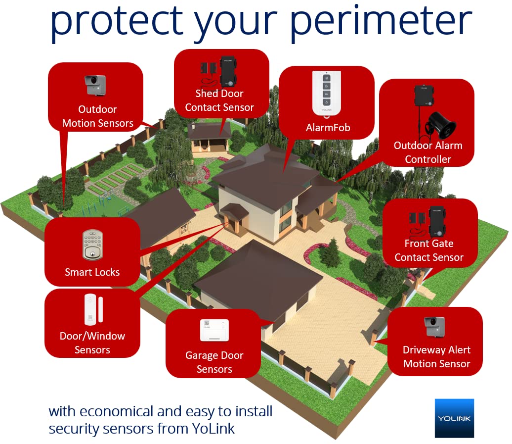 Yolink Lora Smart Vibration Sensor & Hub Starter Kit: Hub & Smart Shock, Glass Break, Tamper, Movement Detector, Generator Running, Email/Sms/Push Alerts, 1/4 Mile Open Air Range, Alexa, Ifttt