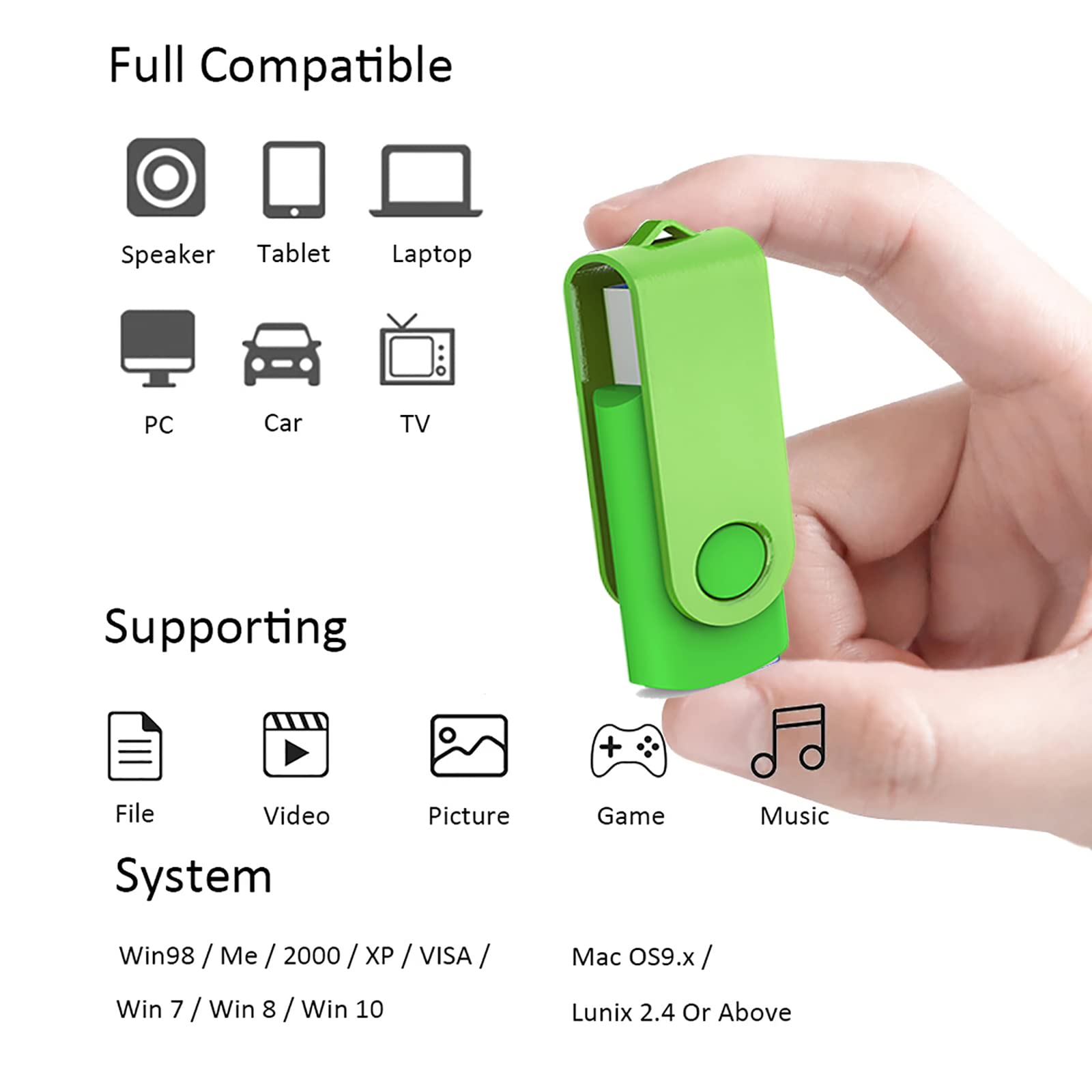 Usb Flash Drive 32Gb 10 Pack, Bulk Usb 2.0 Flash Drives Thumb Drive Swivel Memory Stick Jump Drive Pen Drive Zip Drive
