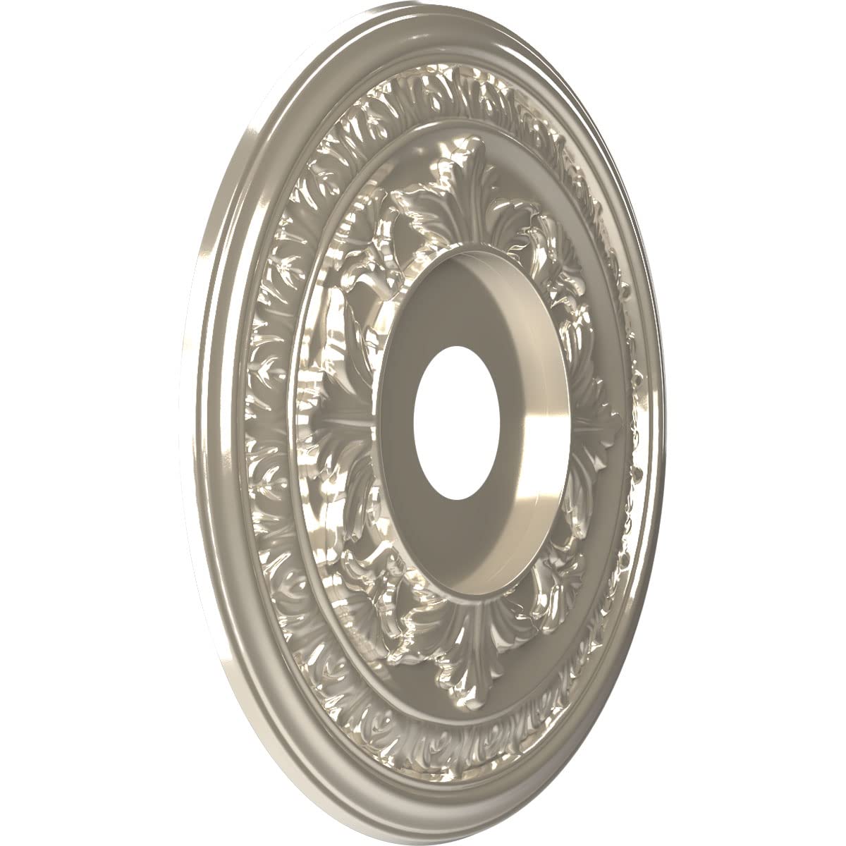 Ekena Millwork Cmp19Babcr Baltimore Thermoformed Pvc Ceiling Medallion (Fits Canopies Up To 7 3/4), 19Od X 3 1/2Id X 1P, Bright