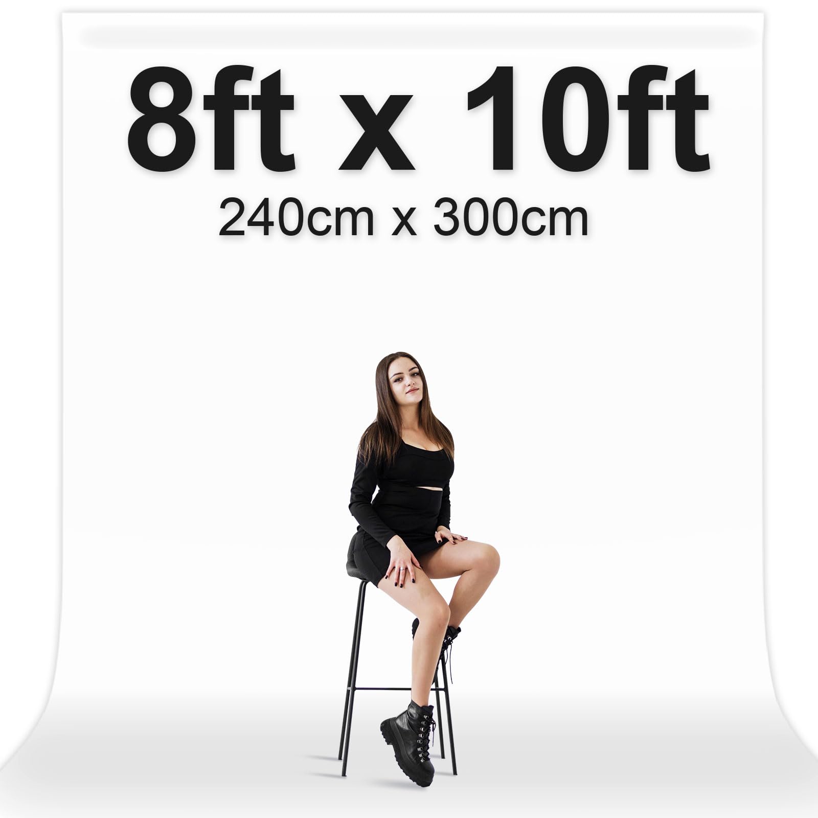 Emart White Screen Backdrop, 8 X 10 Ft Photography White Background For Streaming Zoom, Small Photo Muslin White Curtain With 4