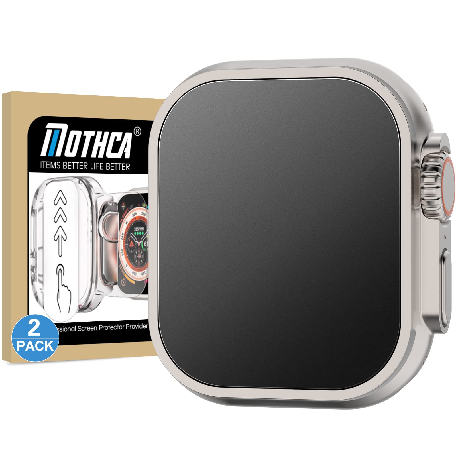 Mothca 2 Pack Tempered Glass Matte Screen Protector for Apple Watch Ultra 3 (2025) / Ultra 2 / Ultra (49mm) [Quick Fit Case] Aut