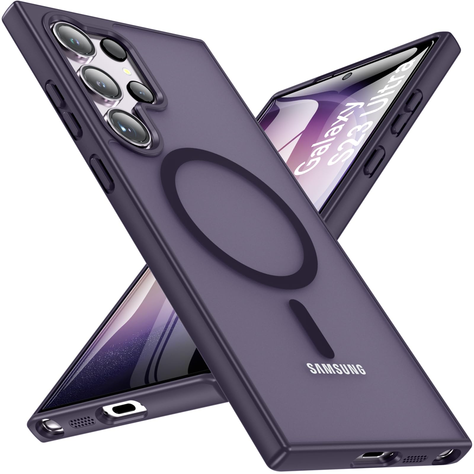 Owkey For S23 Ultra Case 6.8'', Magnetic Samsung Galaxy S23 Ultra Case For Magsafe, [Shockproof Military] Translucent Back Slim