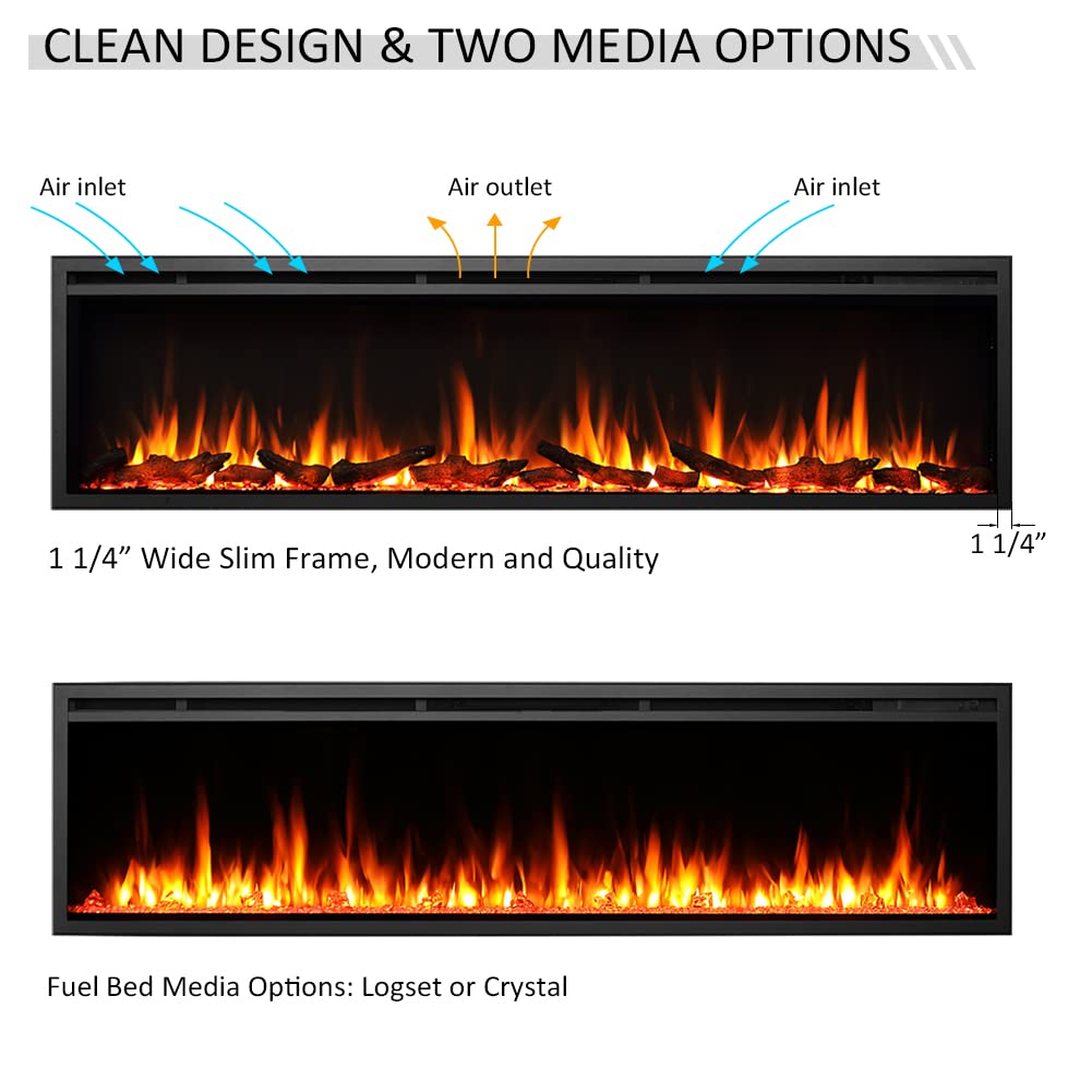 Legendflame Austin In Wall Recessed & Wall Mounted Electric Fireplace (72'')