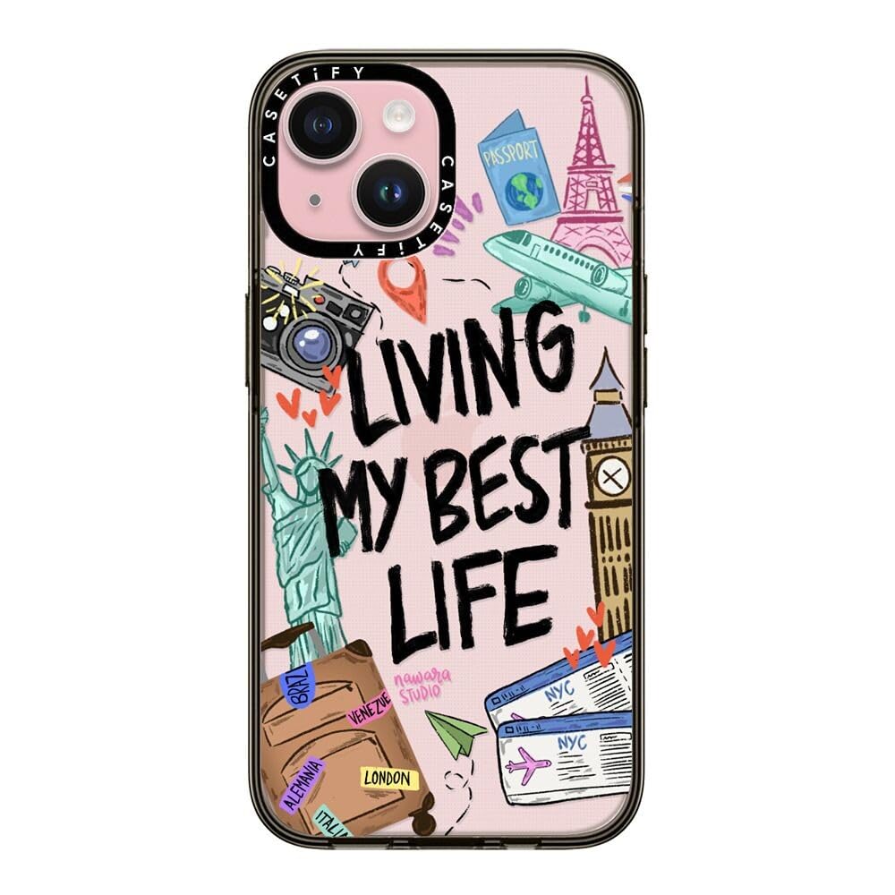Casetify Compact Case For Iphone 15 [2X Military Grade Drop Tested / 4Ft Drop Protection]   Travel Lover By Nawara Studio   Clea