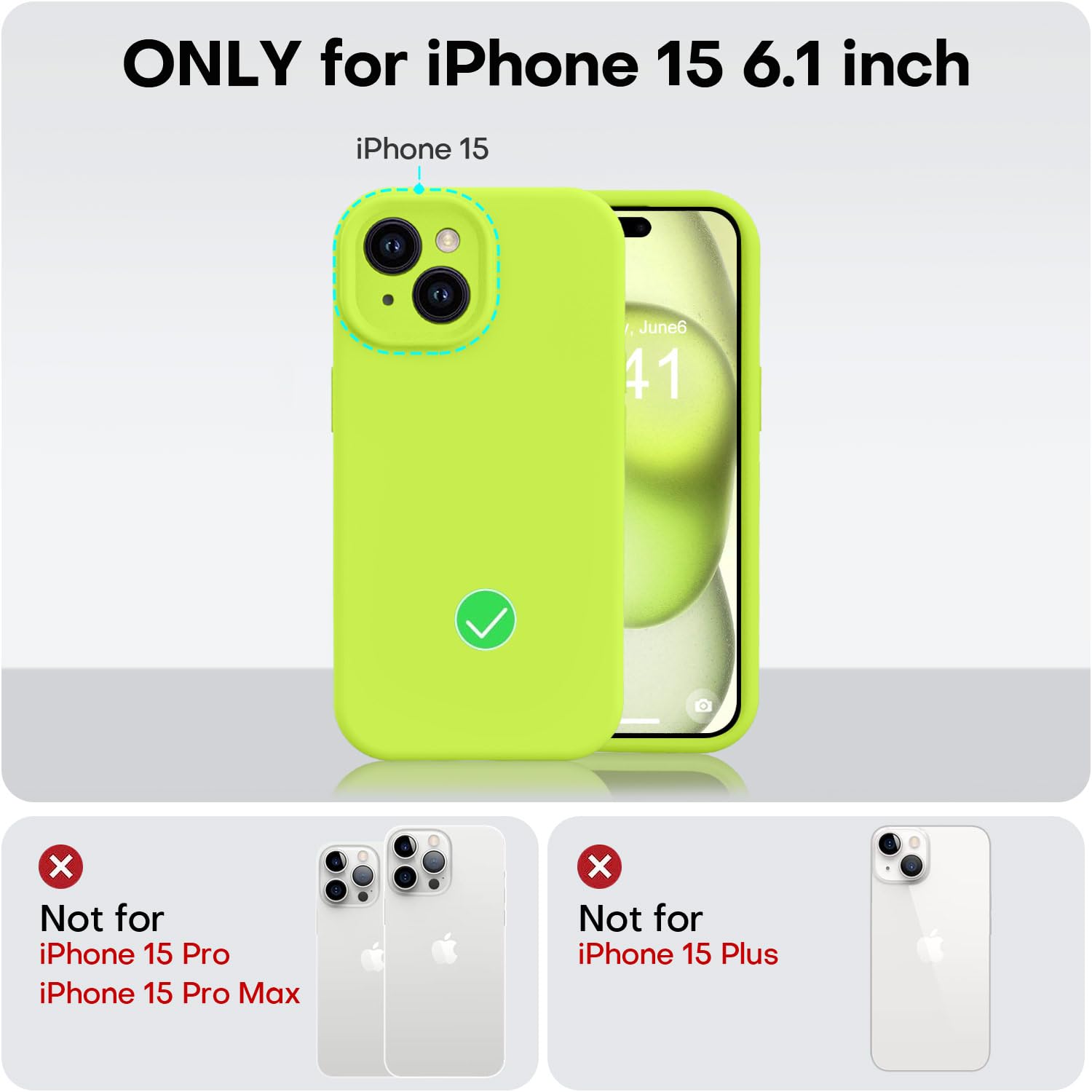 Vooii Compatible With Iphone 15 Case,Upgrade Defender Liquid Silicone,[Enhanced Camera Protection][Soft Anti Scratch Microfiber