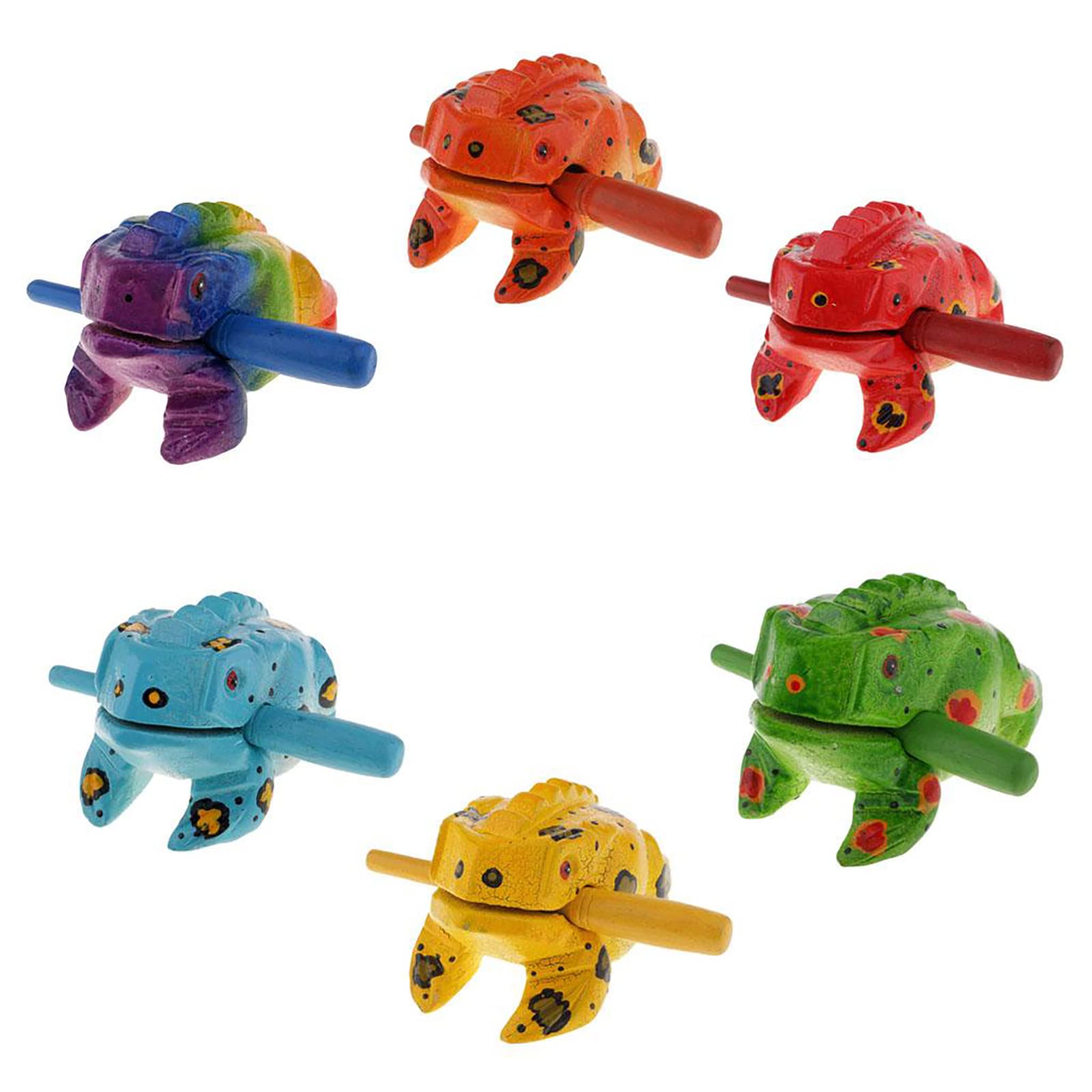 3.5'' Wooden Frog Guiro Rasp Instrument   Percussion Musical Tone Block Craft (Blue)