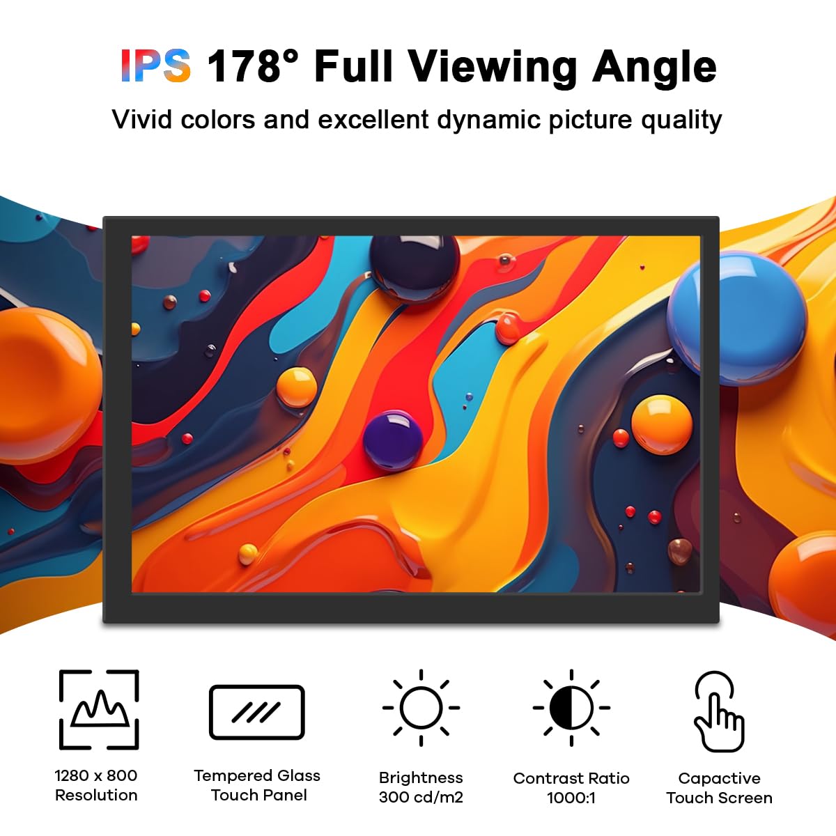 Hosyond 10.1'' Lcd Touchscreen Ips Monitor 1280X800 Portable Screen Hdmi Display Built In Speakers With Shell For Raspberry Pi 5