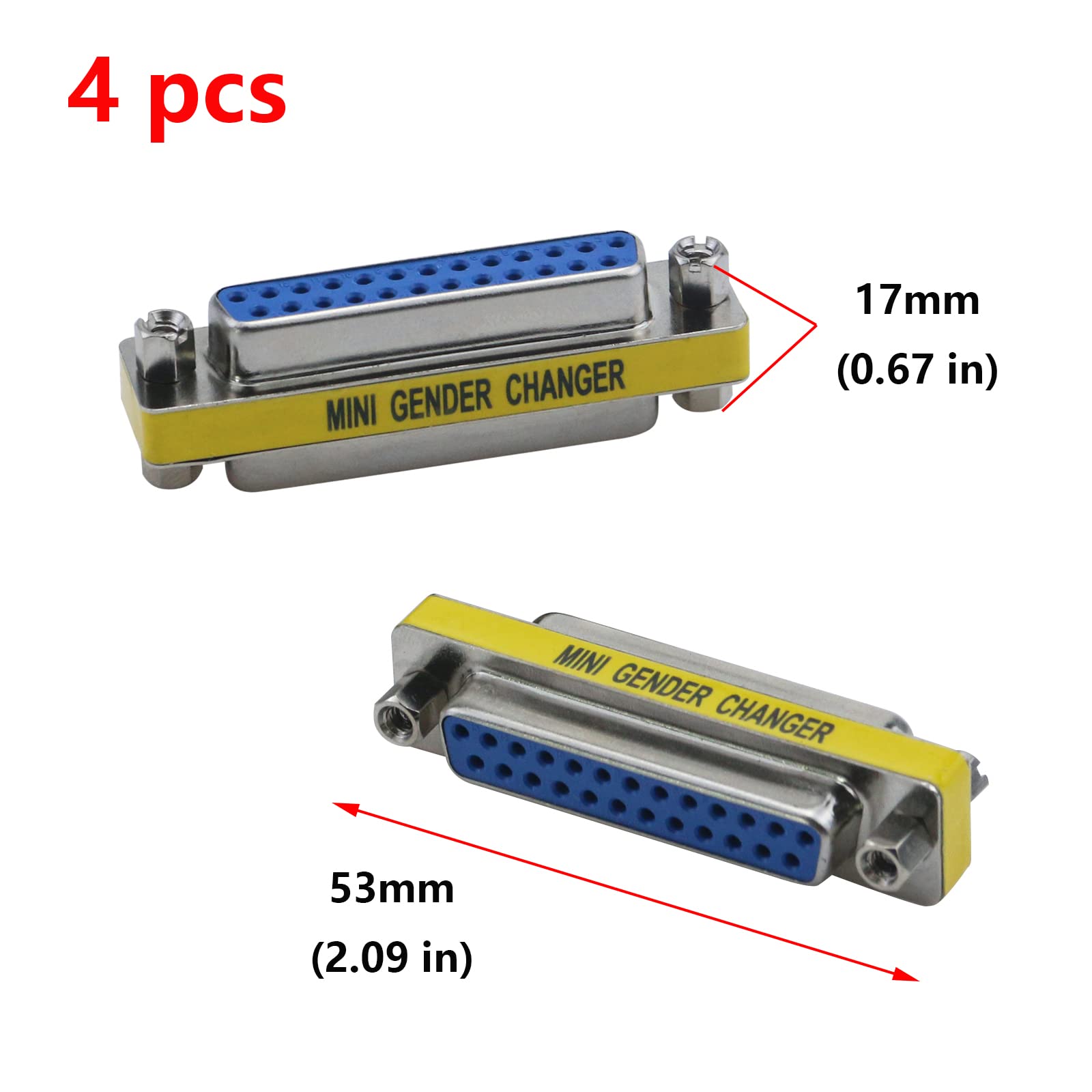 Antrader 4 Pack Db25 25 Pin Serial Port Female To Female Mini Gender Changer Coupler Adapter Rs232 Connector