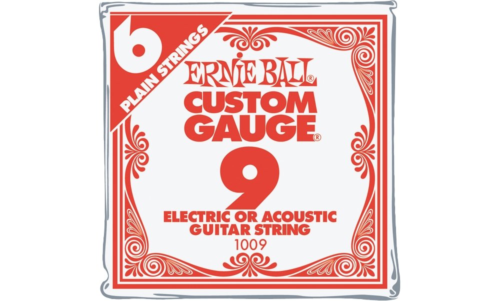 Ernie Ball Nickel Plain Single Guitar String .009 6 Pack