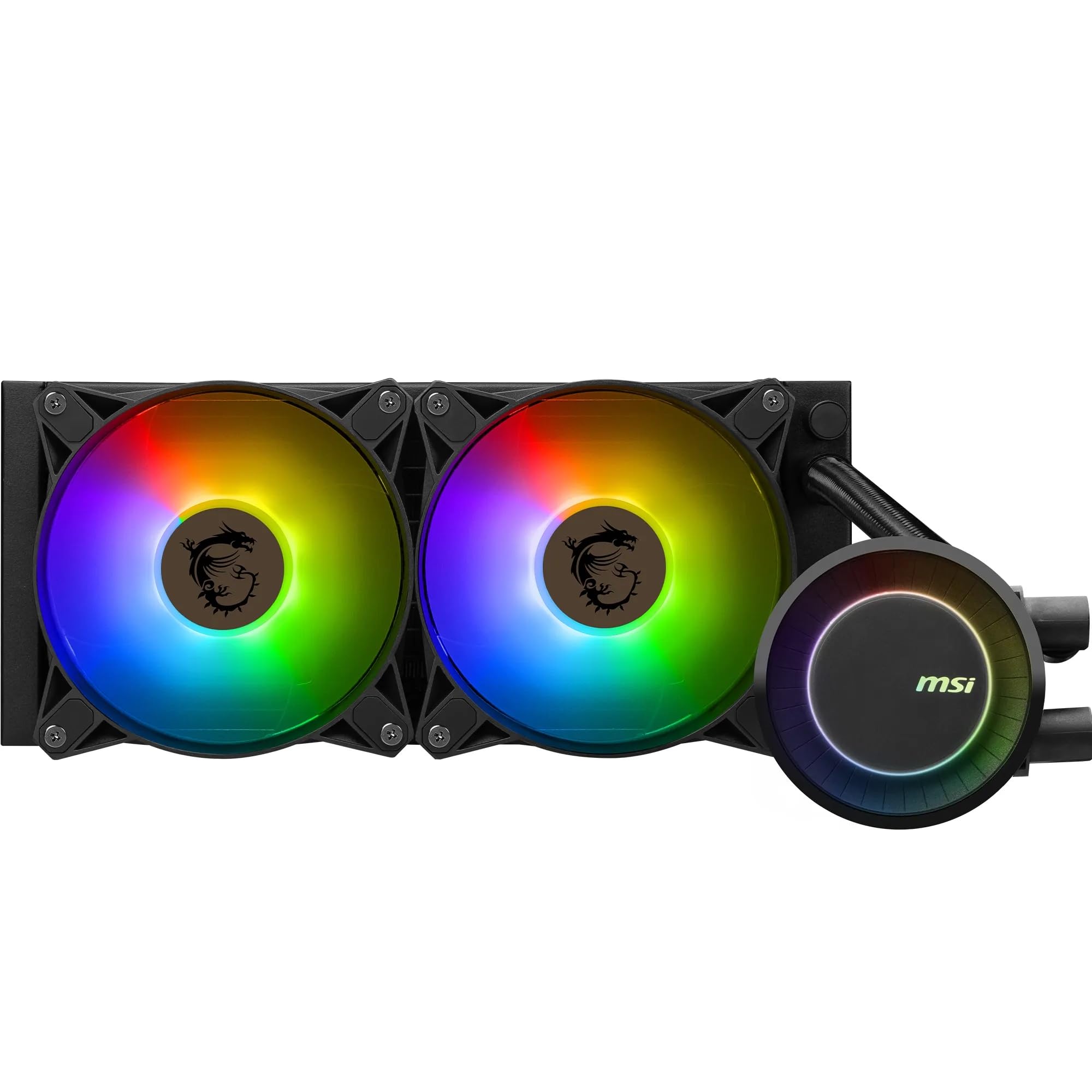 MSI MAG CORELIQUID E240 AIO CPU Liquid Cooler - Enlarged Copper Cold Plate, ARGB Blockhead & FDB Fans, Dual-Chamber Water Block,