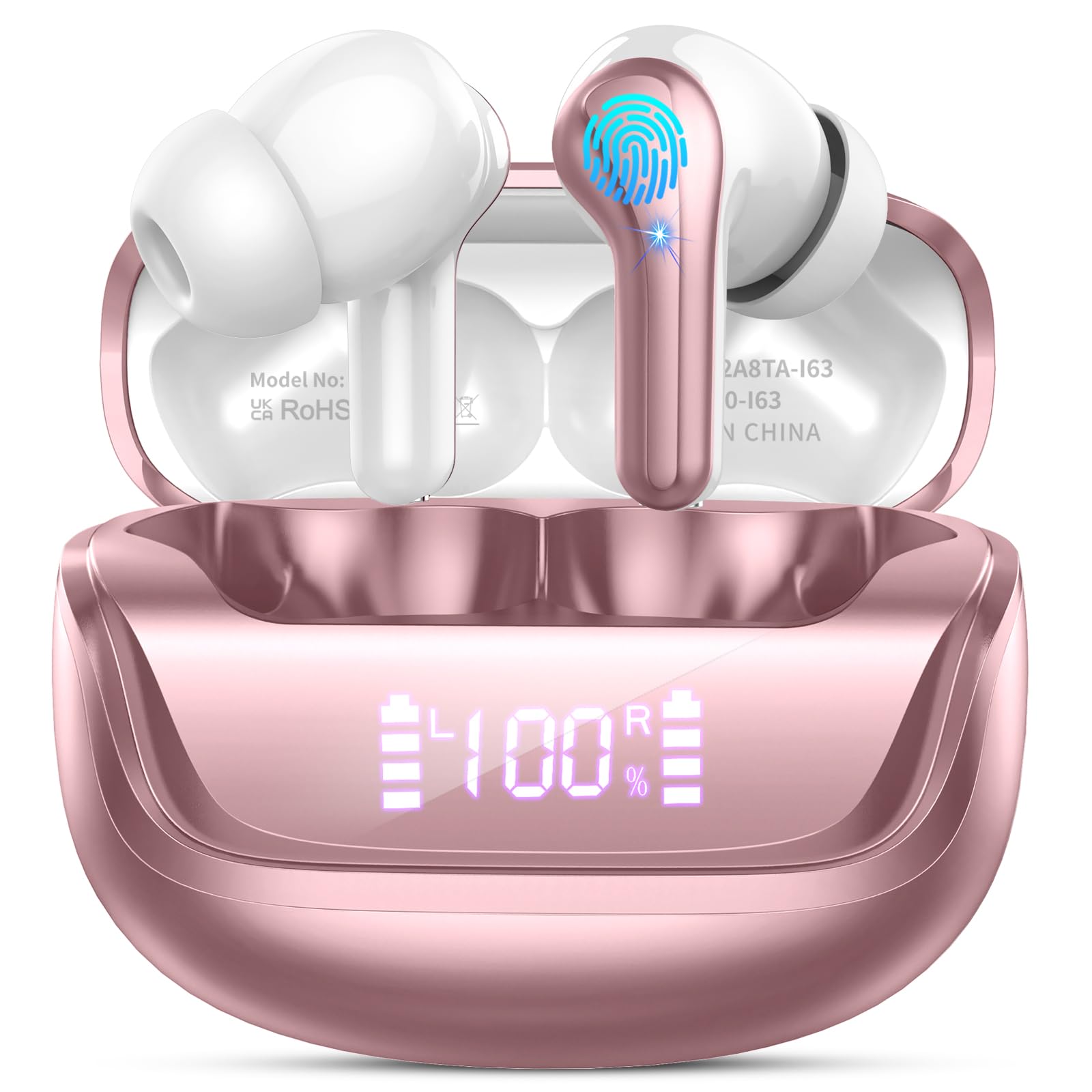 Wireless Earbuds, Bluetooth 5.4 Headphones Deep Bass Stereo, inEar Earphones with ENC Noise Canceling Mics, IP7 Waterproof Wire