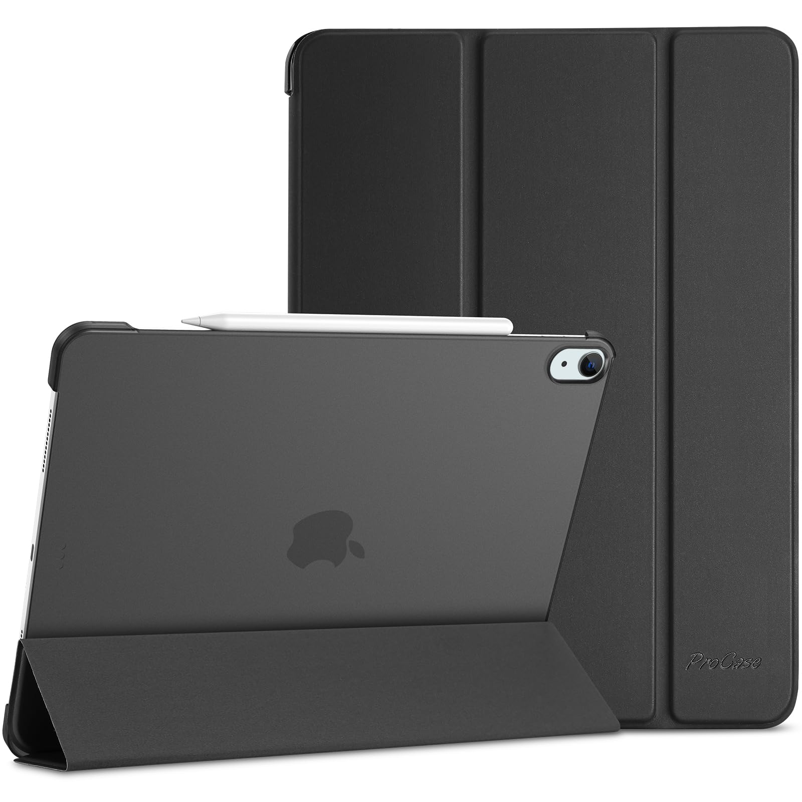 Procase For Ipad Air 13 Inch Case M3 2025/M2 2024, Slim Smart Cover Ipad 13 Air M3 M2 Case With Translucent Hard Shell Back, Supports Touch Id, Auto Wake/Sleep  Black