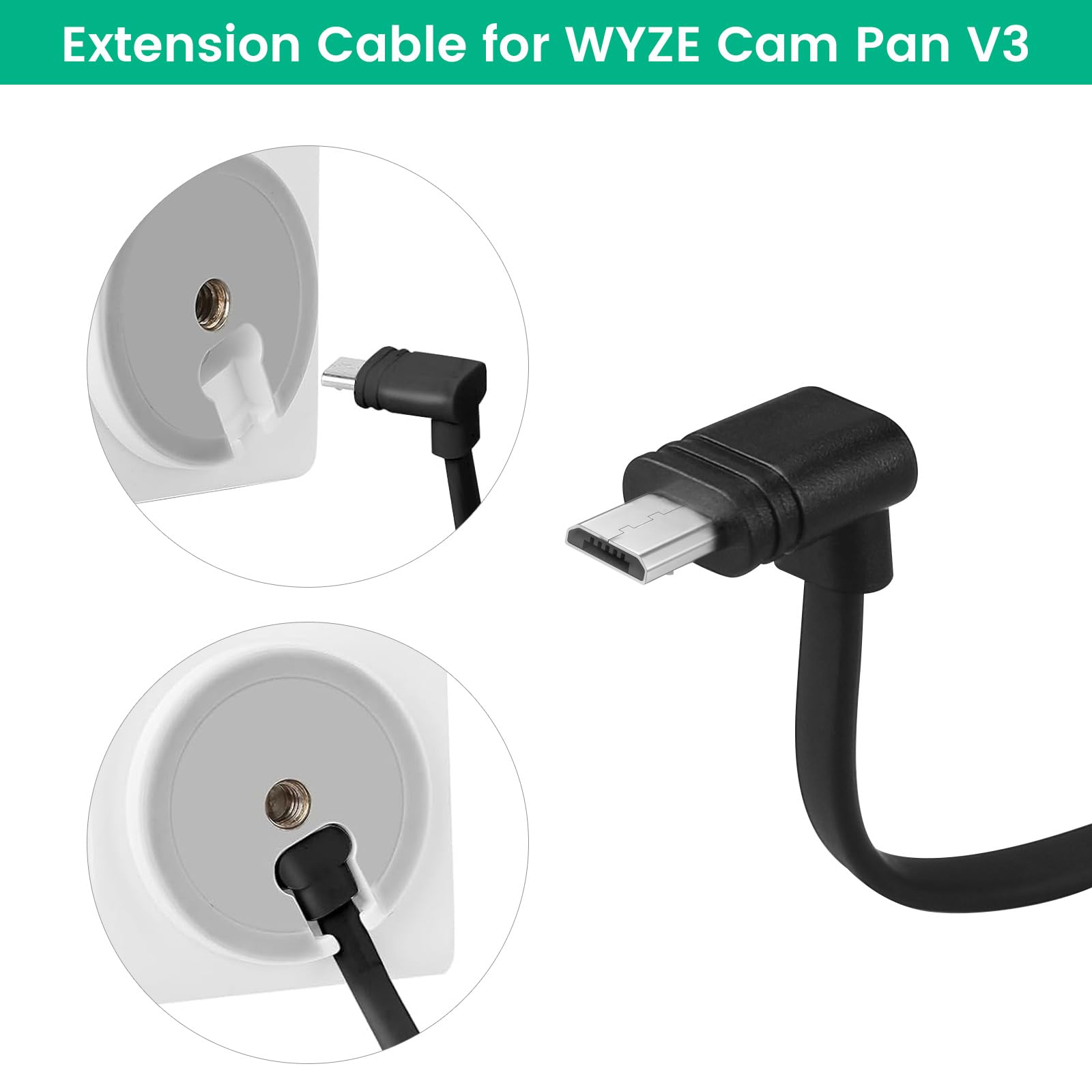 Weishan 50Ft Power Cord Compatible With Wyze Cam Pan V3 Security Camera   15M Long Flat Usb To Micro Usb L Shaped 90 Degree Char