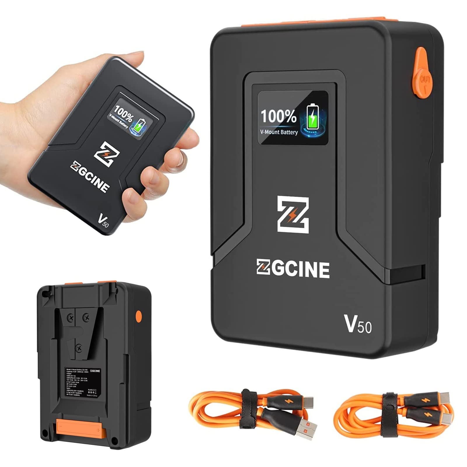 Eachshot Mini Micro V Mount Battery, Zgcine Zg V50 50Wh 14.8V 3400Mah Vmount Battery Support Pd Usb C Charger With D Tap Bp Usb 