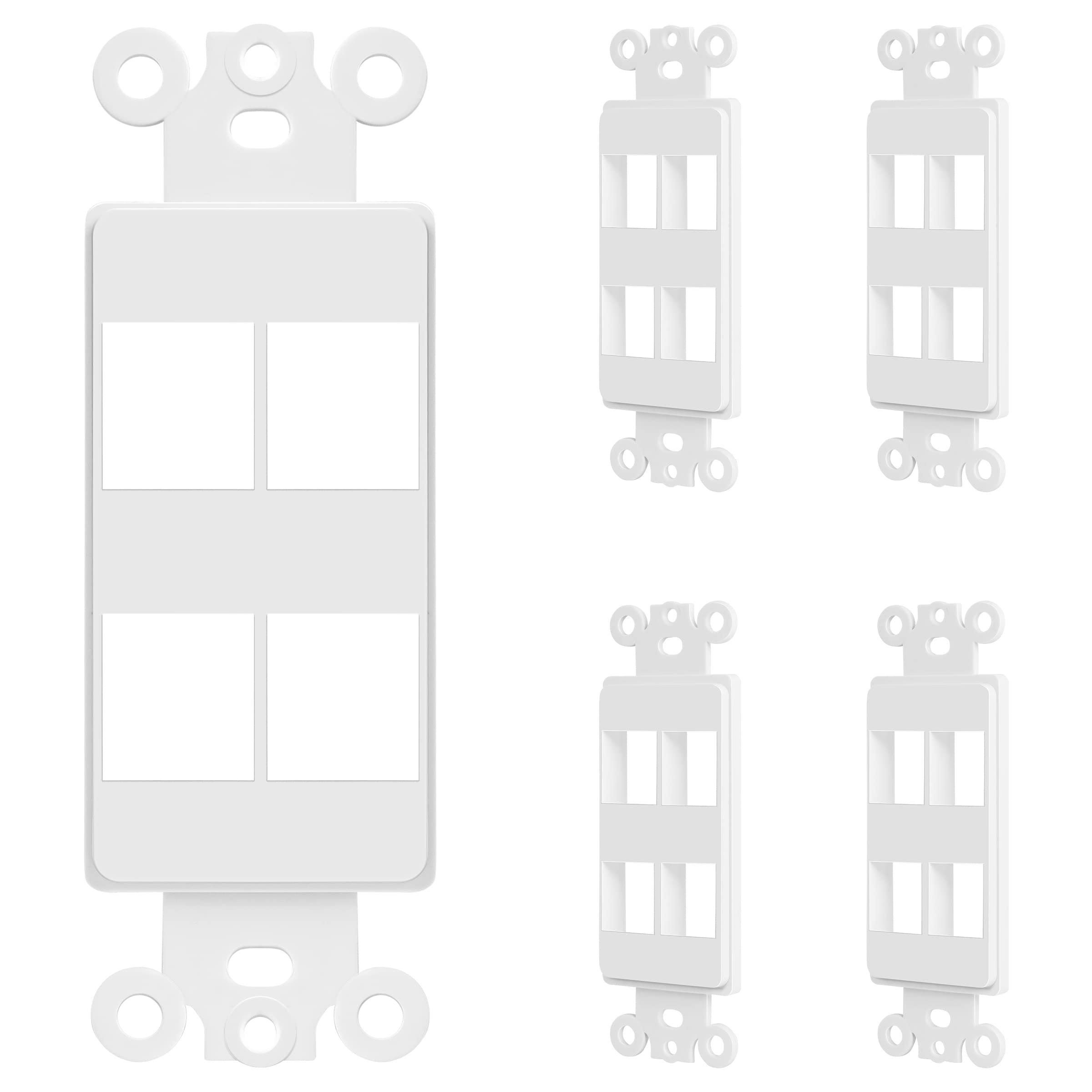 Enerlites 4 Port Keystone Rj45 Wall Plate Adapter, Multimedia Insert For Decorator Wall Plate, Cat7 Cat6 Cat5 Compatible, For Vo