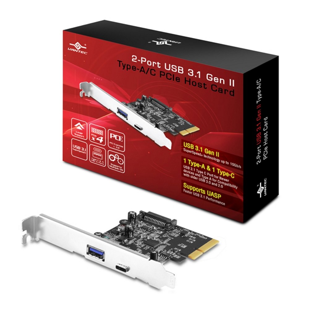 Vantec 2-Port USB 3.1 Gen II Type-A/C PCIe Host Card (UGT-PC371AC)