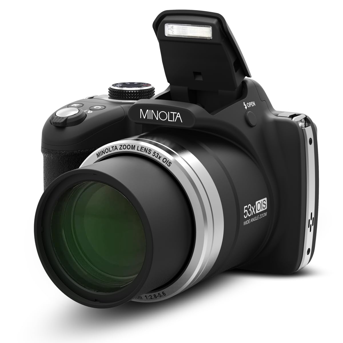 Minolta Pro Shot 16 Mega Pixel HD Digital Camera with 53x Optical Zoom, Full 1080p HD Video & 16GB SD Card, MN53Z, Black