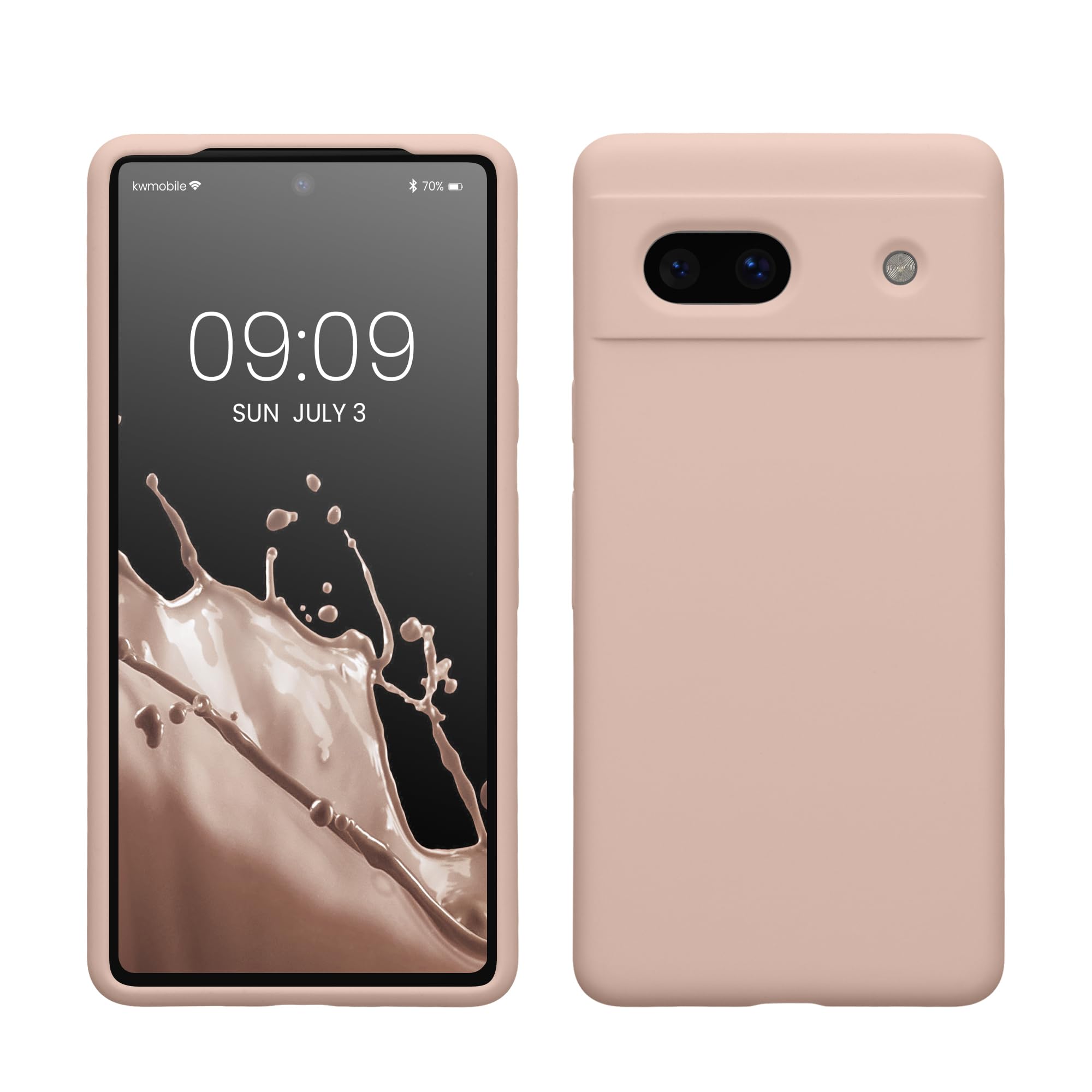 kwmobile Case Compatible with Google Pixel 7a Case - TPU Silicone Phone Cover with Soft Finish - Coconut Swirl