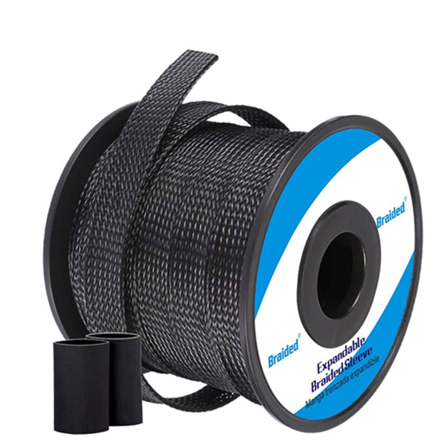 Braided   Cable Sleeves   Pet Expandable Wire Loom 1/2'' 100Ft, Braided Wire Hider Mesh, Cord Management Organizer For Usb Power