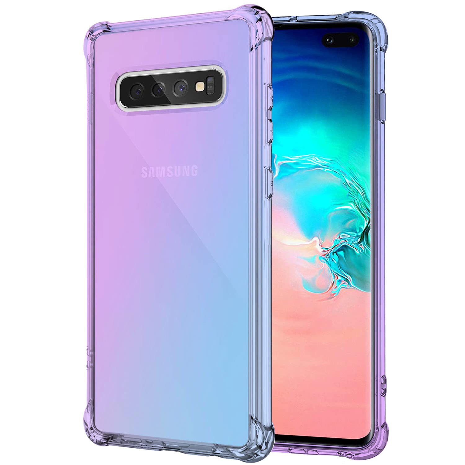 Kiomy Galaxy S10 Plus Case Clear Cute Gradient Shockproof Bumper Protective Case For Samsung Galaxy S10 Plus S10+ Soft Tpu Slim