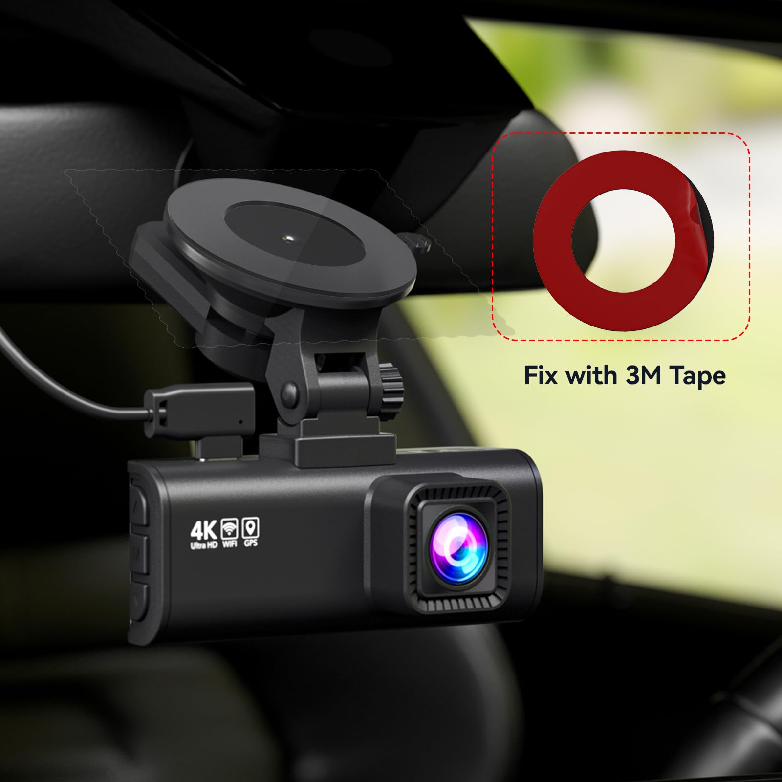 Redtiger Round Double Sided Adhesive Pad And Electrostatic Stickers,Suitable For Dash Cam Suction Cup Mounting,Enhanced Safety A