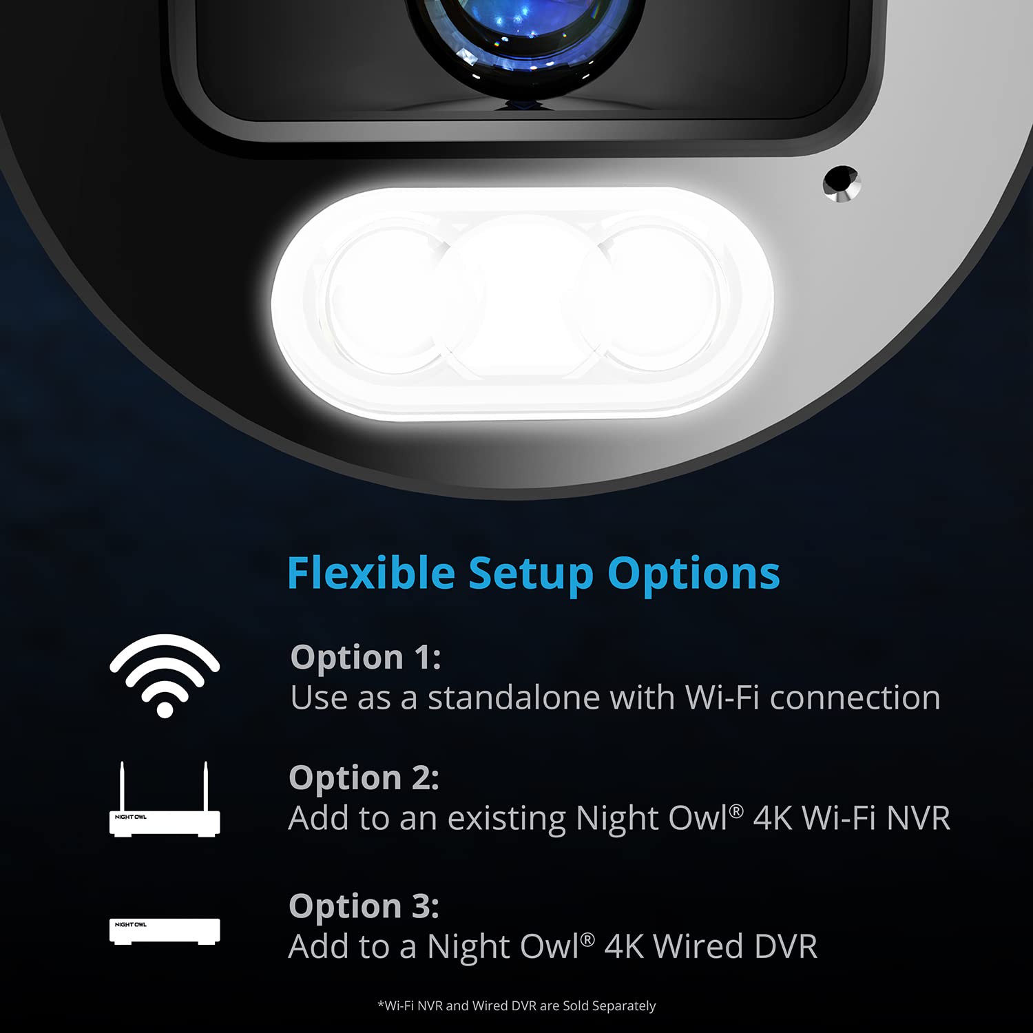 Night Owl Sp, Llc Night Owl Wi Fi Ip 4K Hd Indoor/Outdoor Dual Spotlight Cameras With 2 Way Audio, Preset Voice Alerts And Built In Camera Siren