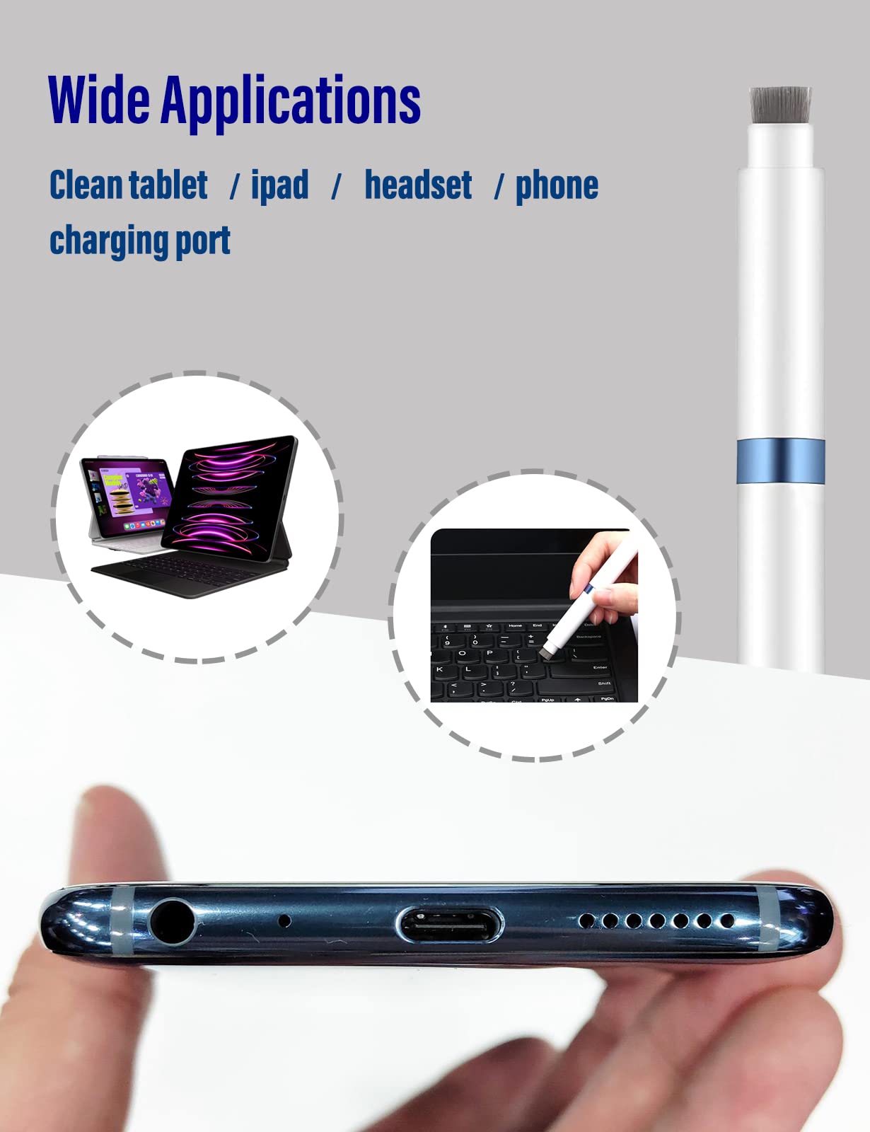 Ahero 4 In 1 Cleaner Kit For Airpods, Cleaning Pen For Earphones, Cleaning Tool For Charging Case And Headphones (Blue)