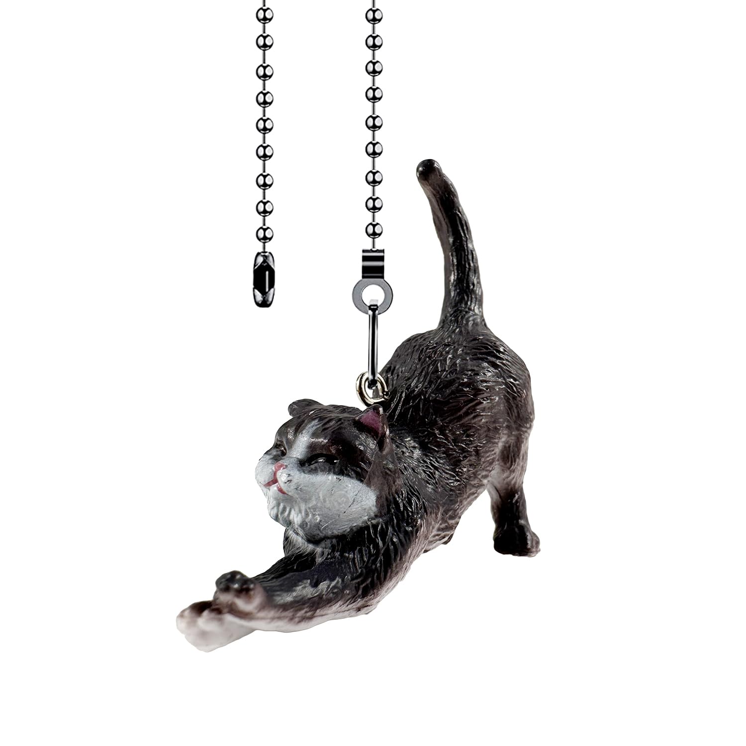 Dotlite Cat Ceiling Fan Pull Chain,Cute Realistic Stretching Cat Fan String Pulls Charm Extension Decorative,12In 3Mm Diameter B
