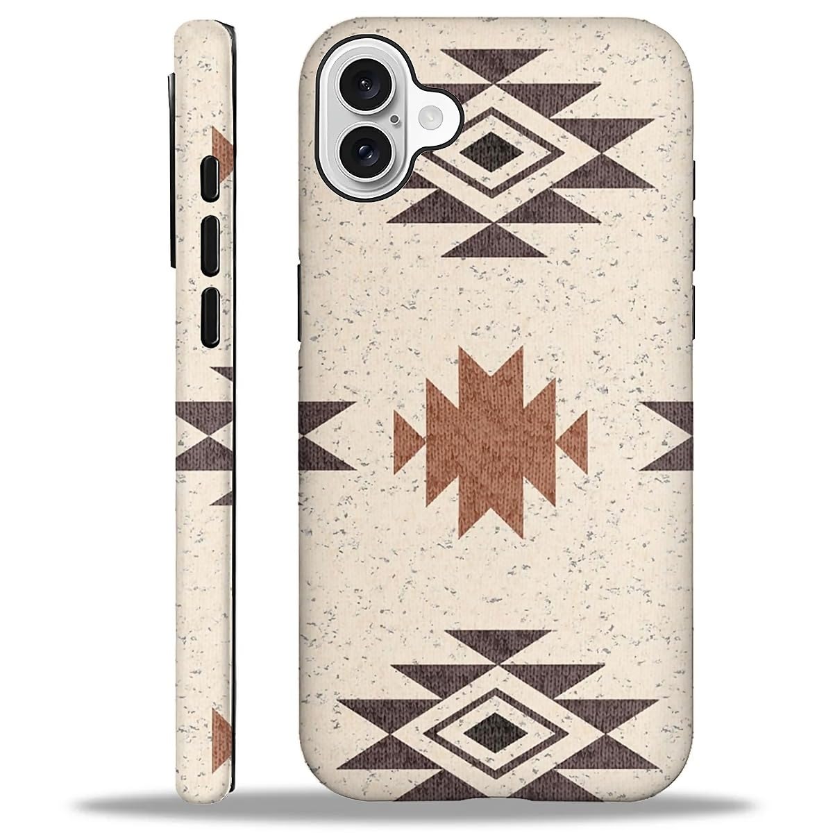 WANKBLC Compatible with iPhone 16 Plus Matte Case, Western Boho Aztec Pattern for Girl Full Body Design Soft Silicone Drop Shock