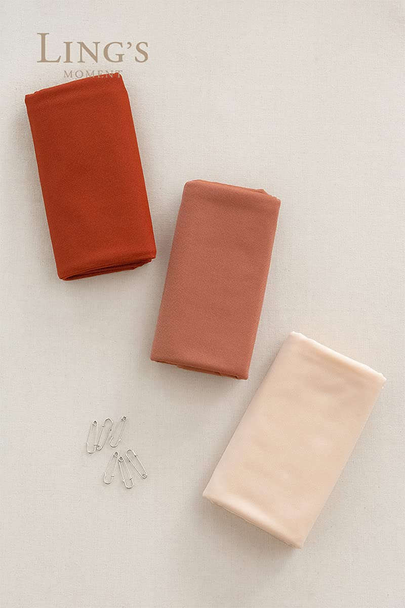 Ling'S Moment 3 Panels 20Ft Fall Wedding Arch Chiffon Draping Fabric, Sheer Hanging Drapes Arrangement For Wedding Ceremony Rece