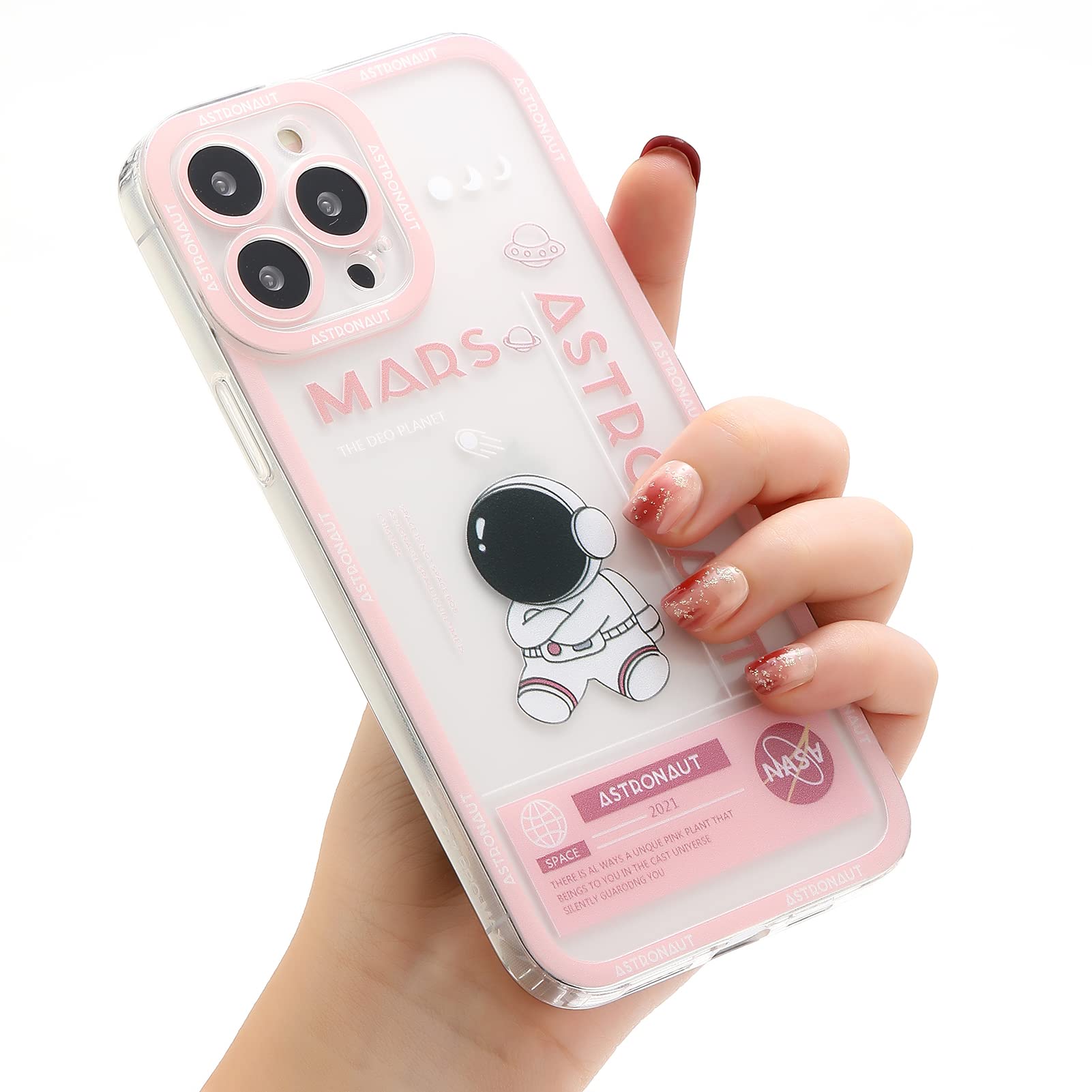 Yonds Queen For Iphone 13 Pro Max Clear Cute Case, Cool Cartoon Astronaut Space Rocket Moon Design Stylish Tpu Bumper Shockproof