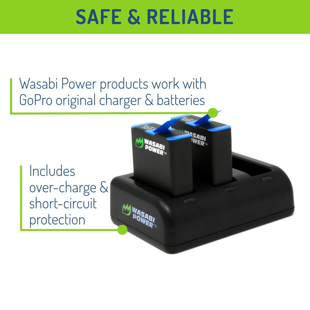 Wasabi Power Battery (4 Pack) And Triple Charger Replacement For Gopro Hero 8 Black (All Features Available), Hero 7 Black, Hero