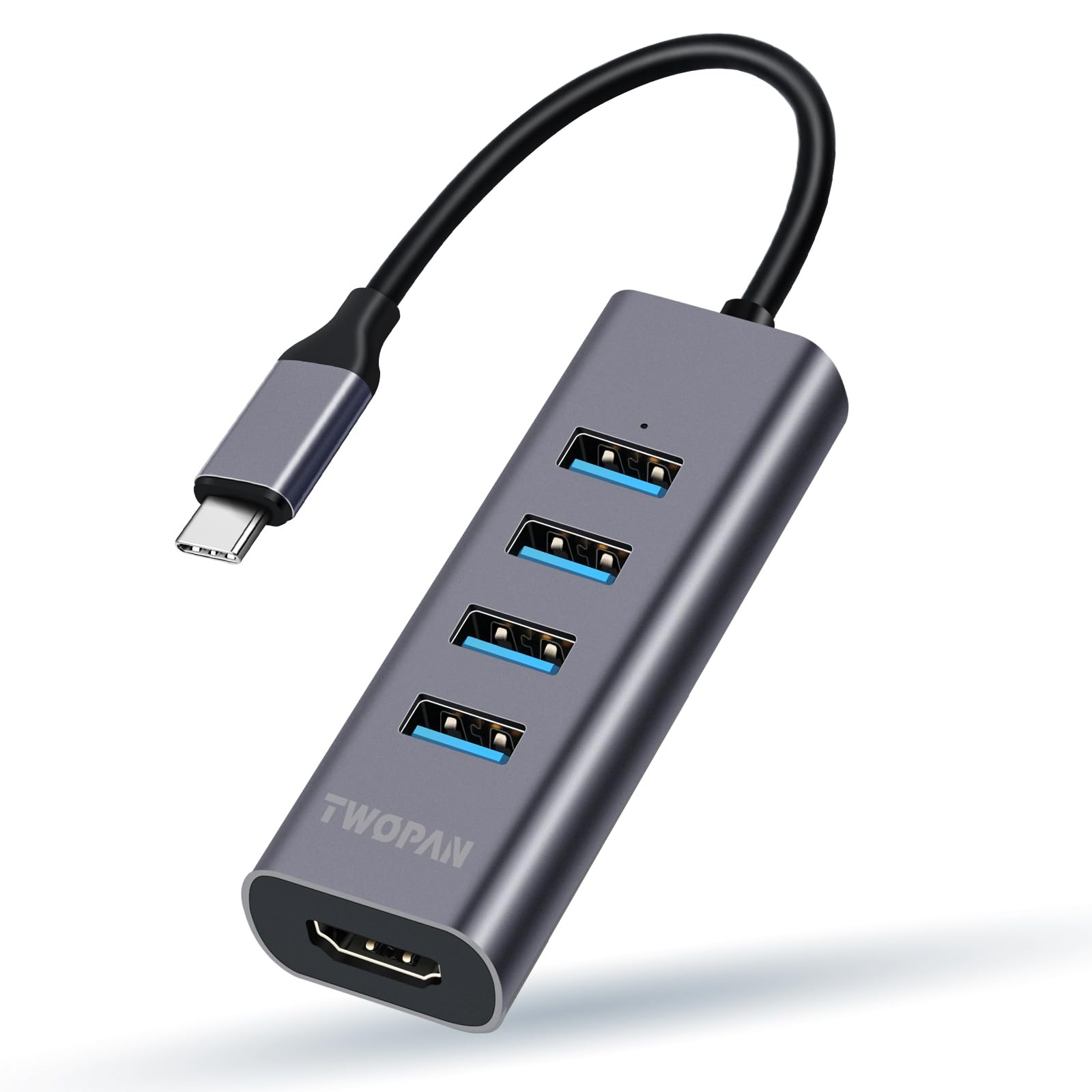 Twopan 5 In 1 Usb C Hub With 4K Hdmi, 4 Usb 3.0 Ports, Multiport Adapter For Laptop, Macbook Pro/Air, Imac, Ipad, Pixelbook, Thinkpad, Xps And Usb C Devices