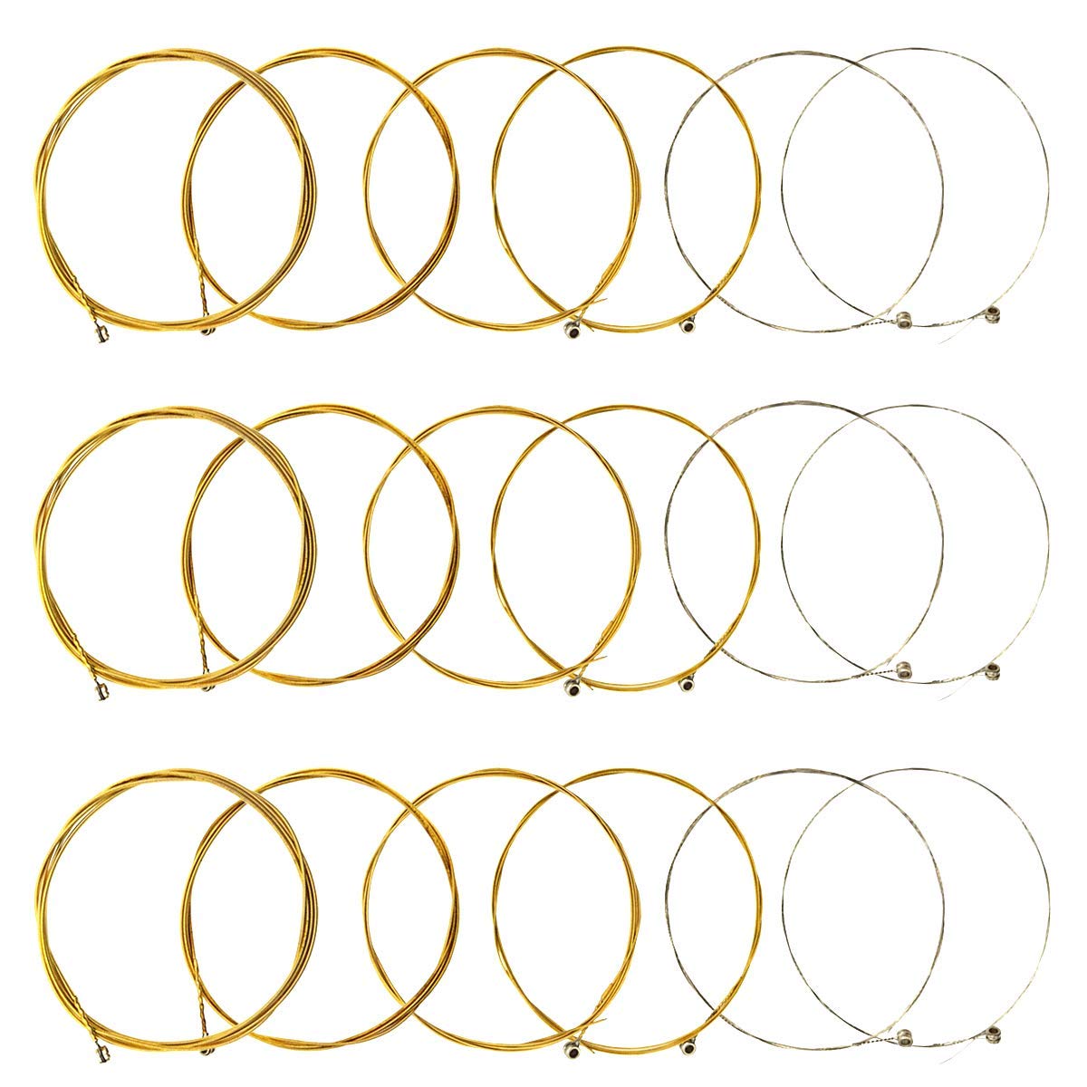 Jysun Acoustic Guitar Strings 3 Full Sets With Stainless Steel Core Phosphorus Bronze Wound Nickel Plated Bead Head Including E 