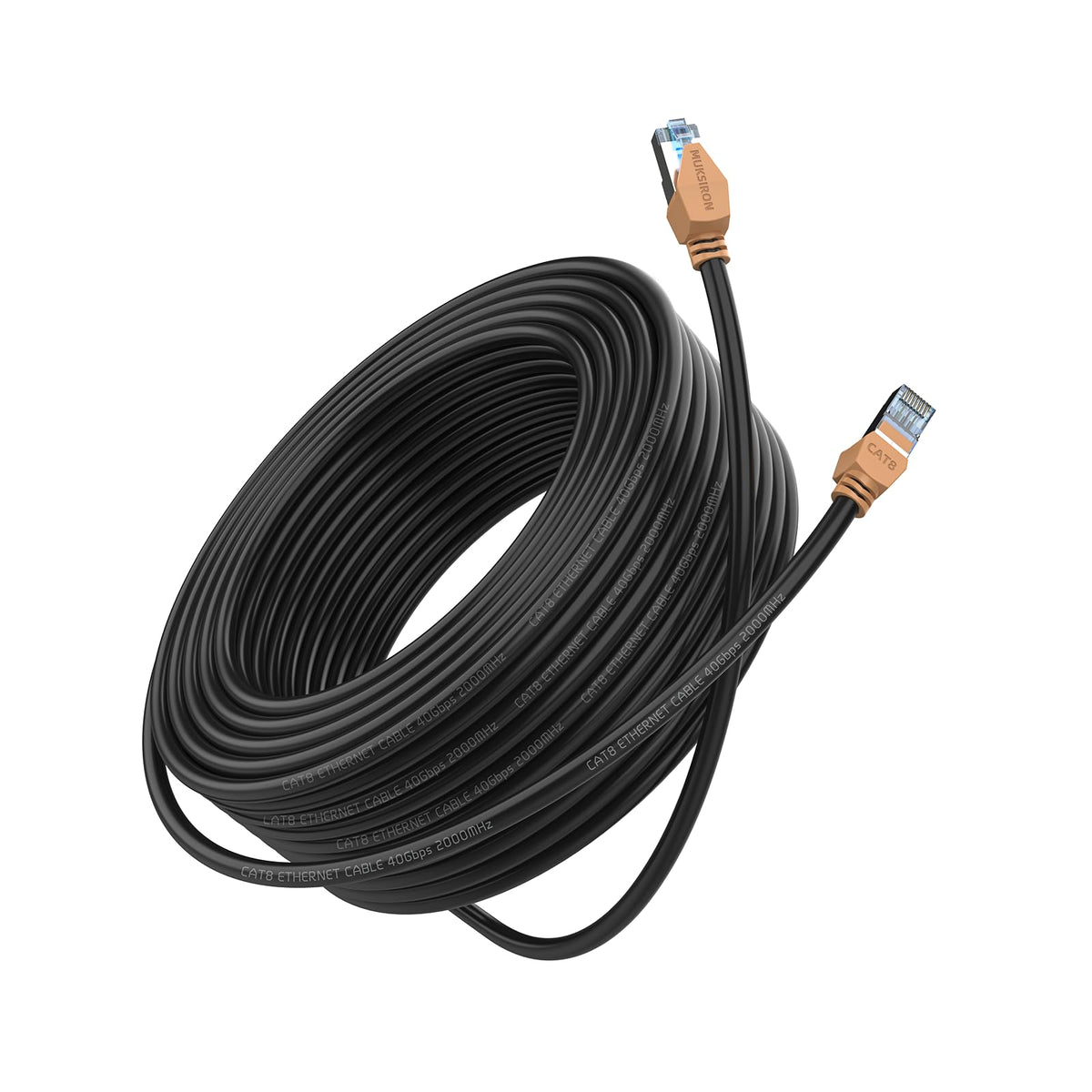 Cat 8 Ethernet Cable 50 ft, 26AWG 40Gbps 2000Mhz High Speed Cat8 LAN Network Cable Internet Patch Cord with Gold Plated RJ45 Con
