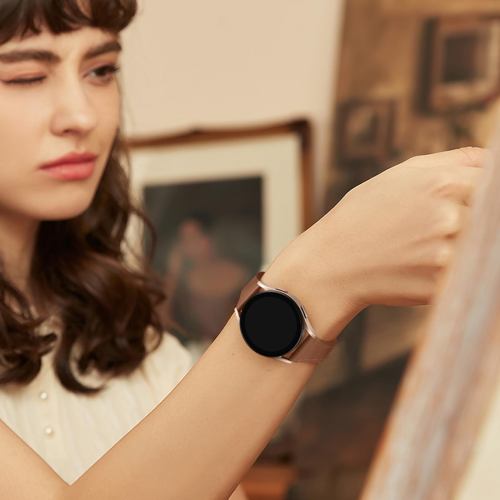 Geak Slim Leather Band Compatible With Samsung Galaxy Watch 7 Band/Watch Fe 6 5 4 40Mm 44Mm/Watch 5 Pro Band 45Mm/Watch 6 4 Clas