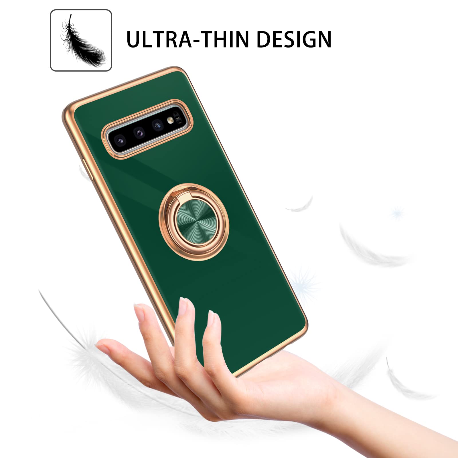 Duedue For Samsung Galaxy S10 Plus Case With Ring Holder Kickstand 360 Degree Rotation Magnetic Car Finger Soft Tpu Slim Cover F