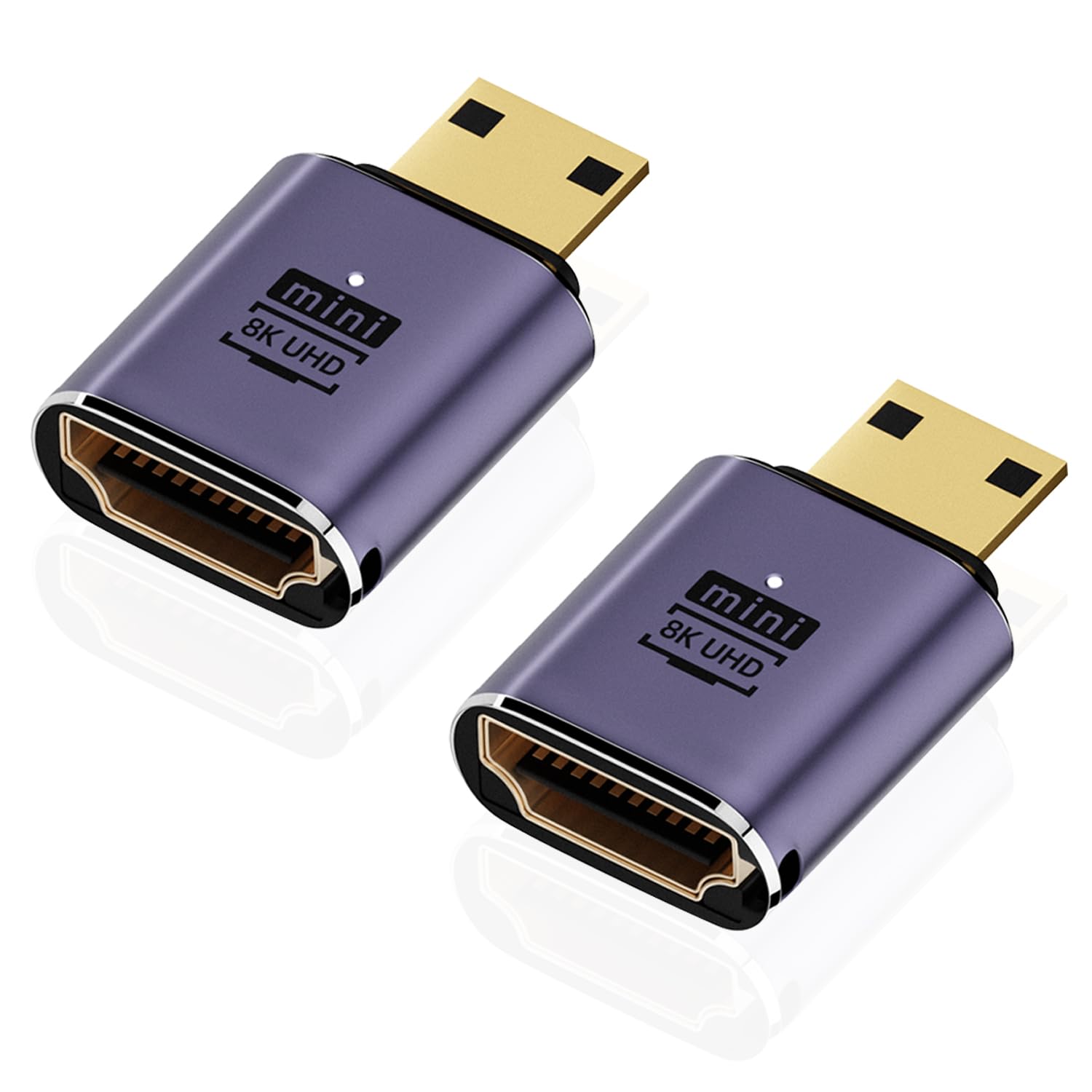Areme 8K Mini Hdmi To Hdmi Adapter (2 Pack), Mini Hdmi Male To Hdmi Female Cable Converter Connector For Raspberry Pi Zero, Dslr