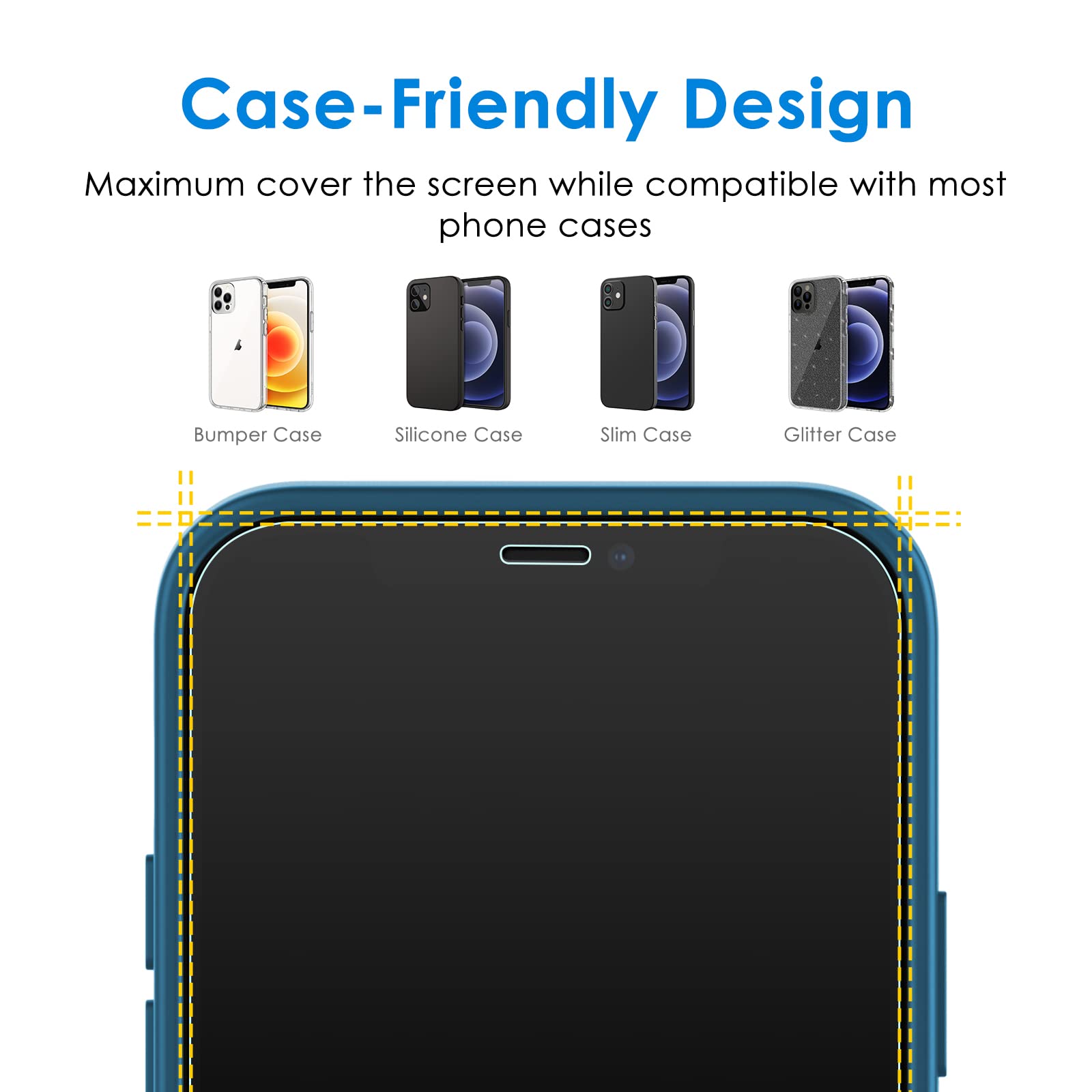 Jetech One Touch Install Screen Protector For Iphone 12/12 Pro 6.1-Inch, Full Coverage Tempered Glass Film, Auto Alignment Tool