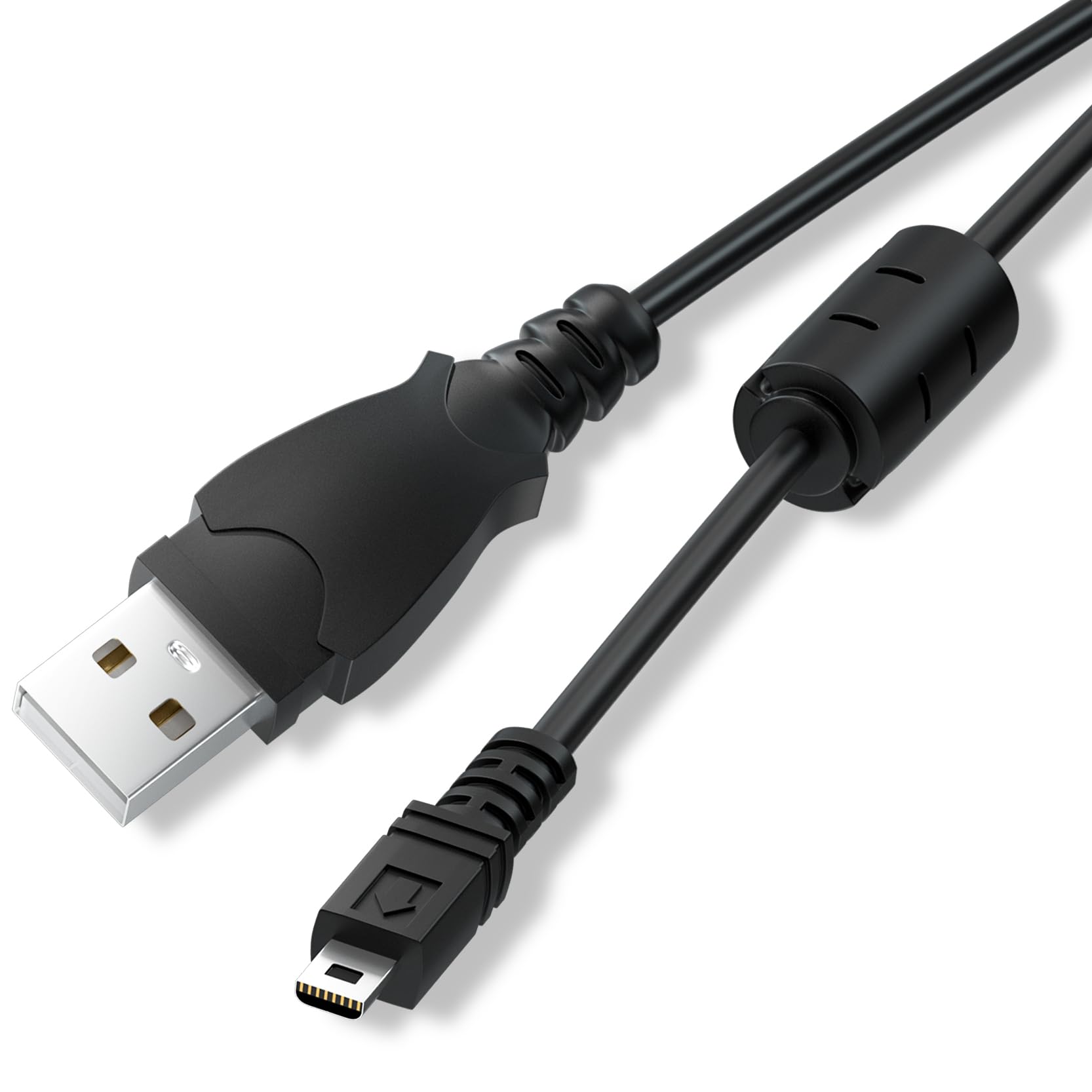Leagy 2.0 Usb Digital Camera Cable, A To Mini B 8 Pin Usb Cable With Ferrites For Sony, Pentax, Panasonic, Nikon, Fujifilm Digital Camera, 6.6Ft, Black