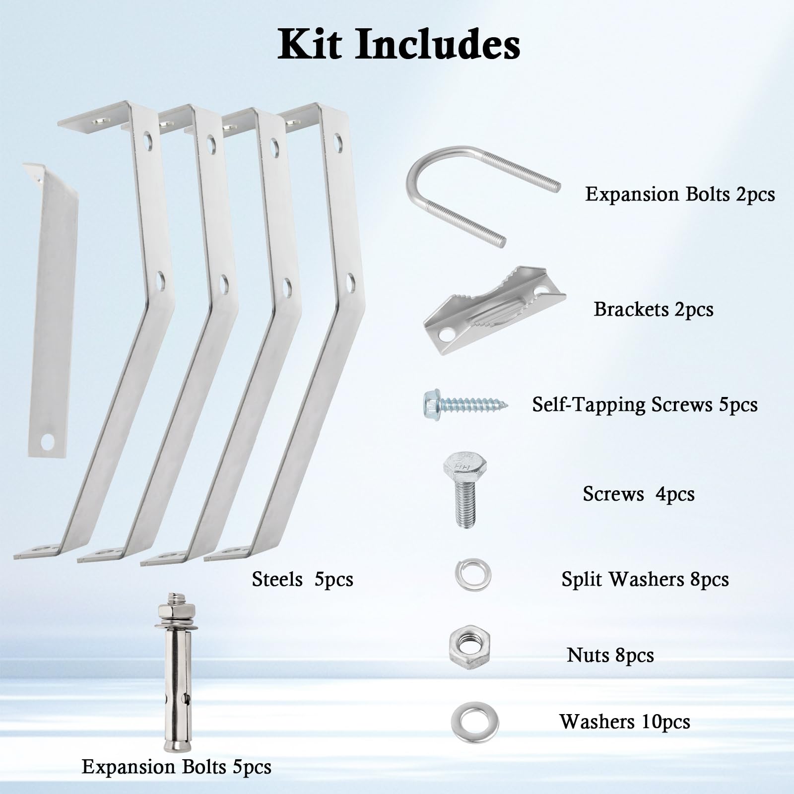 XRDS-RF 16 Inch Heavy-Duty Antenna Wall Mount Bracket - Iron, Silver, Windproof, 2-Leg & 3-Leg Design